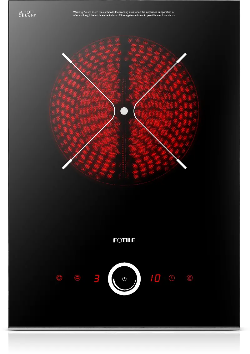 FOTILE 12” Radiant Electric Cooktop in Black Schott Ceramic Glass