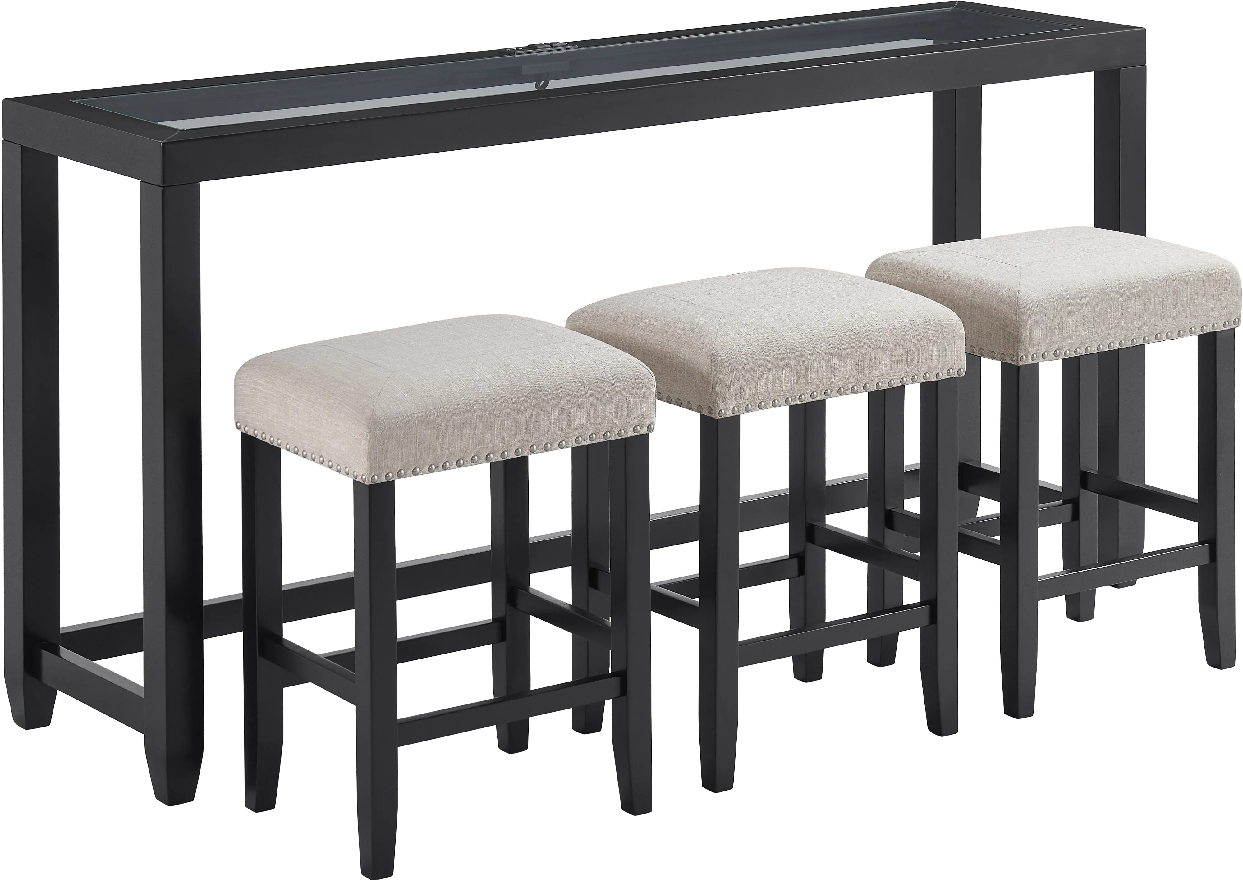 Cordero Black Sofa Table and Stool Set-1