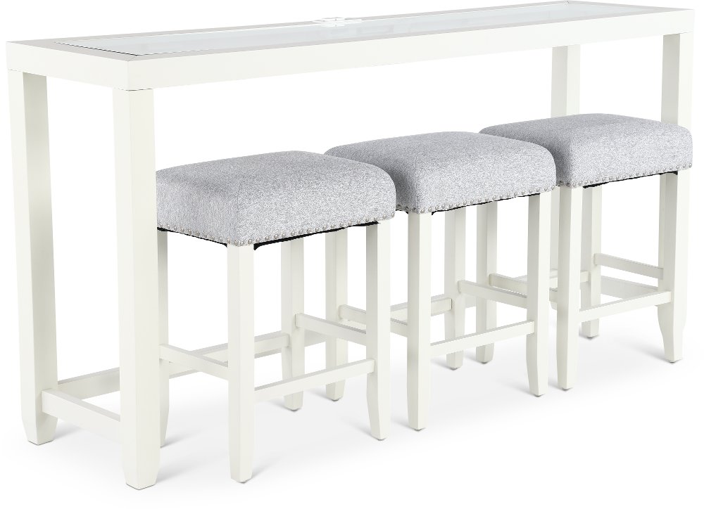 Cordero White Sofa Table and Stool Set