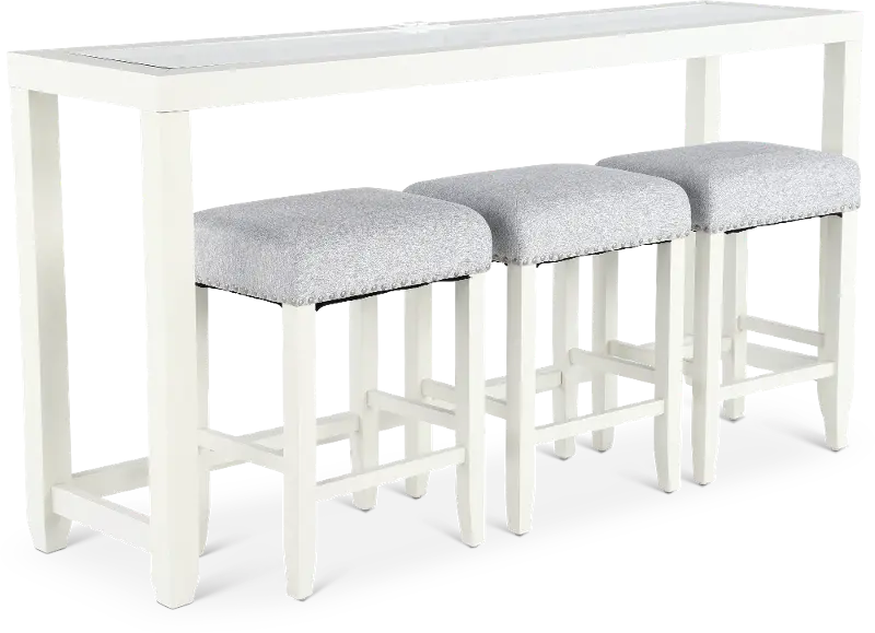 Cordero White Sofa Table and Stool Set