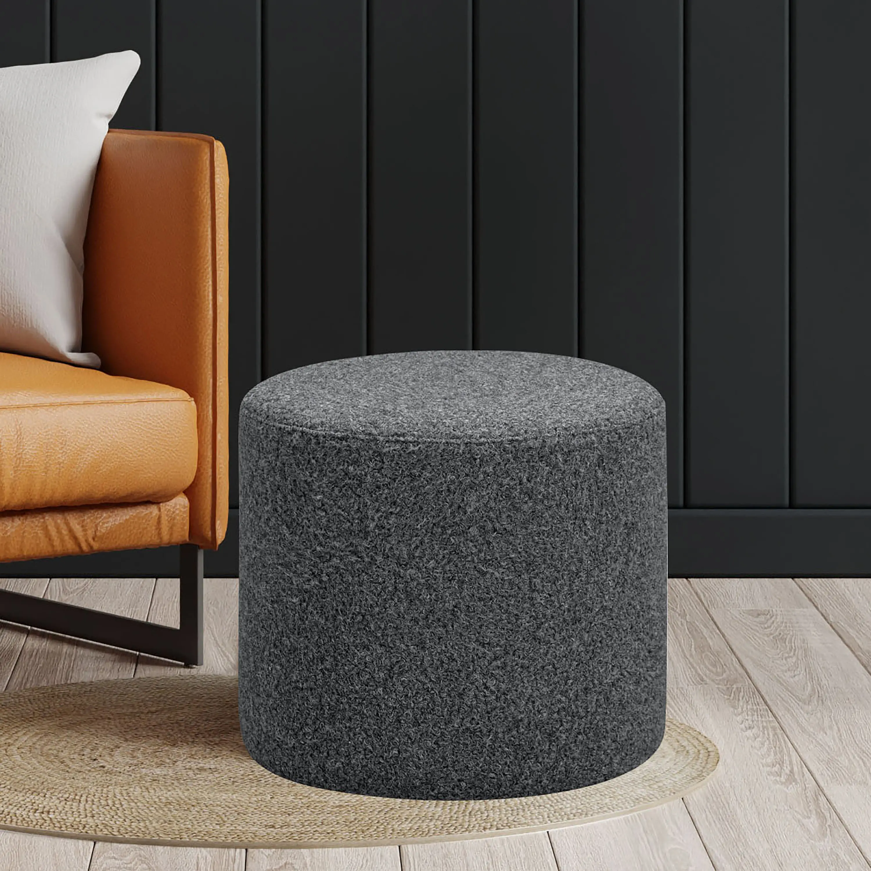 510A001GRY Garret Gray Round Ottoman-1