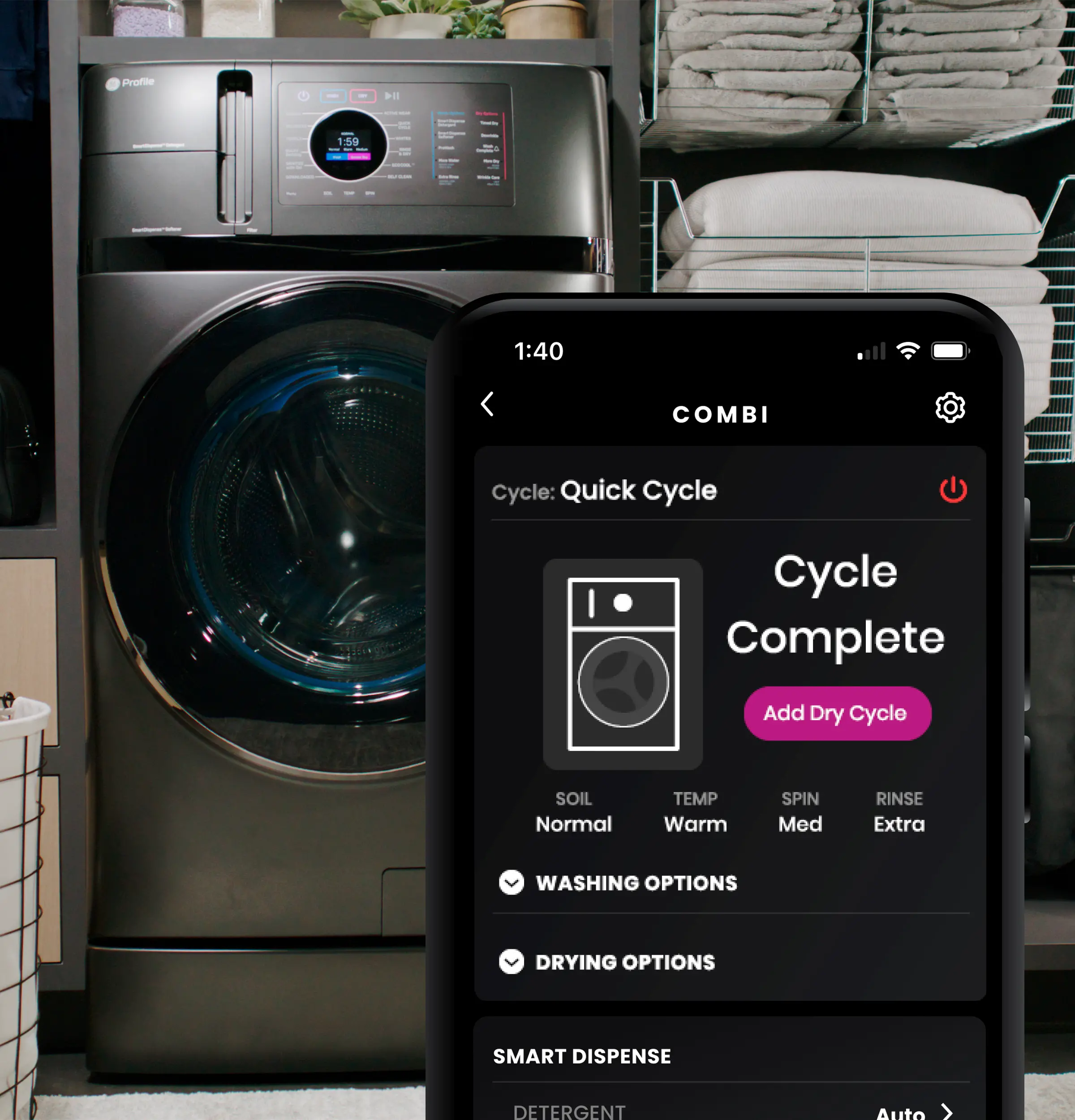 PFQ97HSPVDS GE Profile 4.8 cu ft Combination Washer Dryer - Carbon Graphite-5