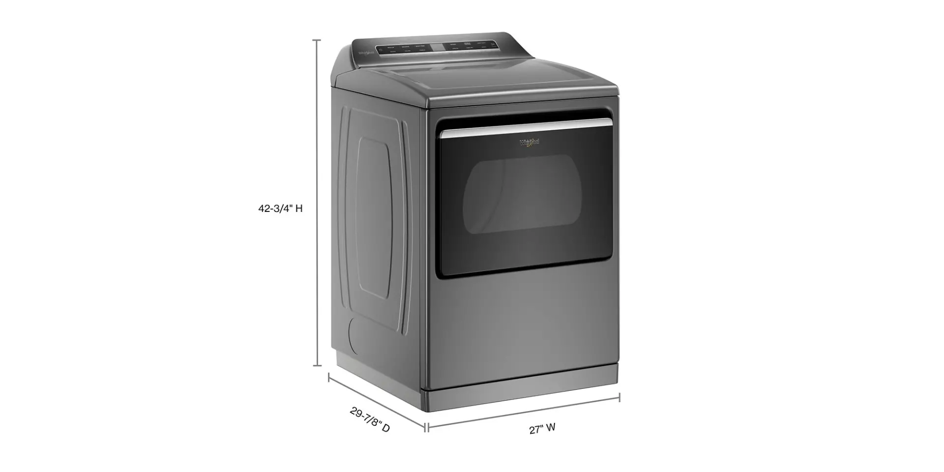WED8127LC Whirlpool 7.4 Cu Ft Smart Electric Dryer with Steam - Chrome-3
