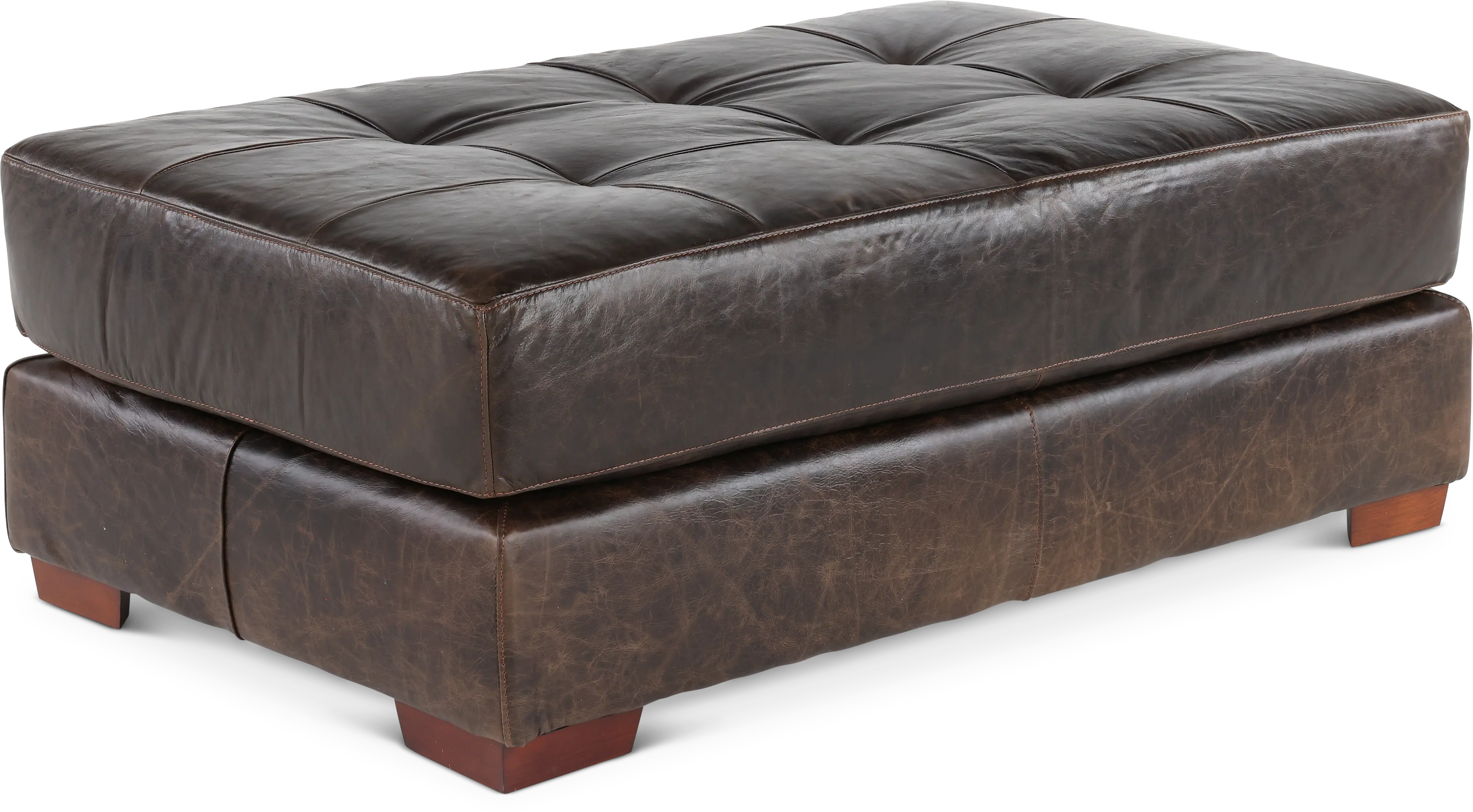 Mayfair Java Brown Leather Ottoman-1