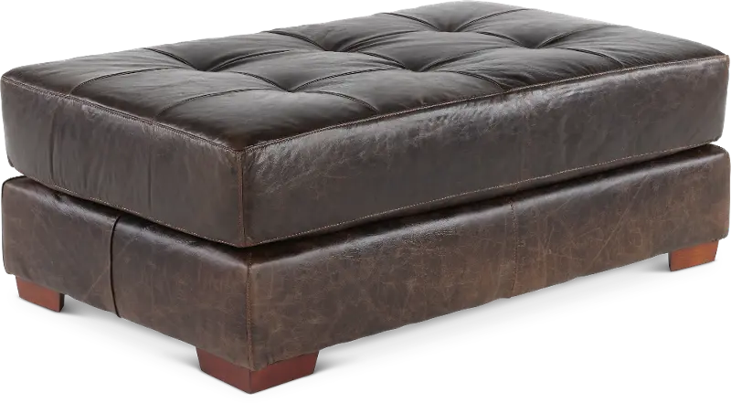 Mayfair Java Brown Leather Ottoman