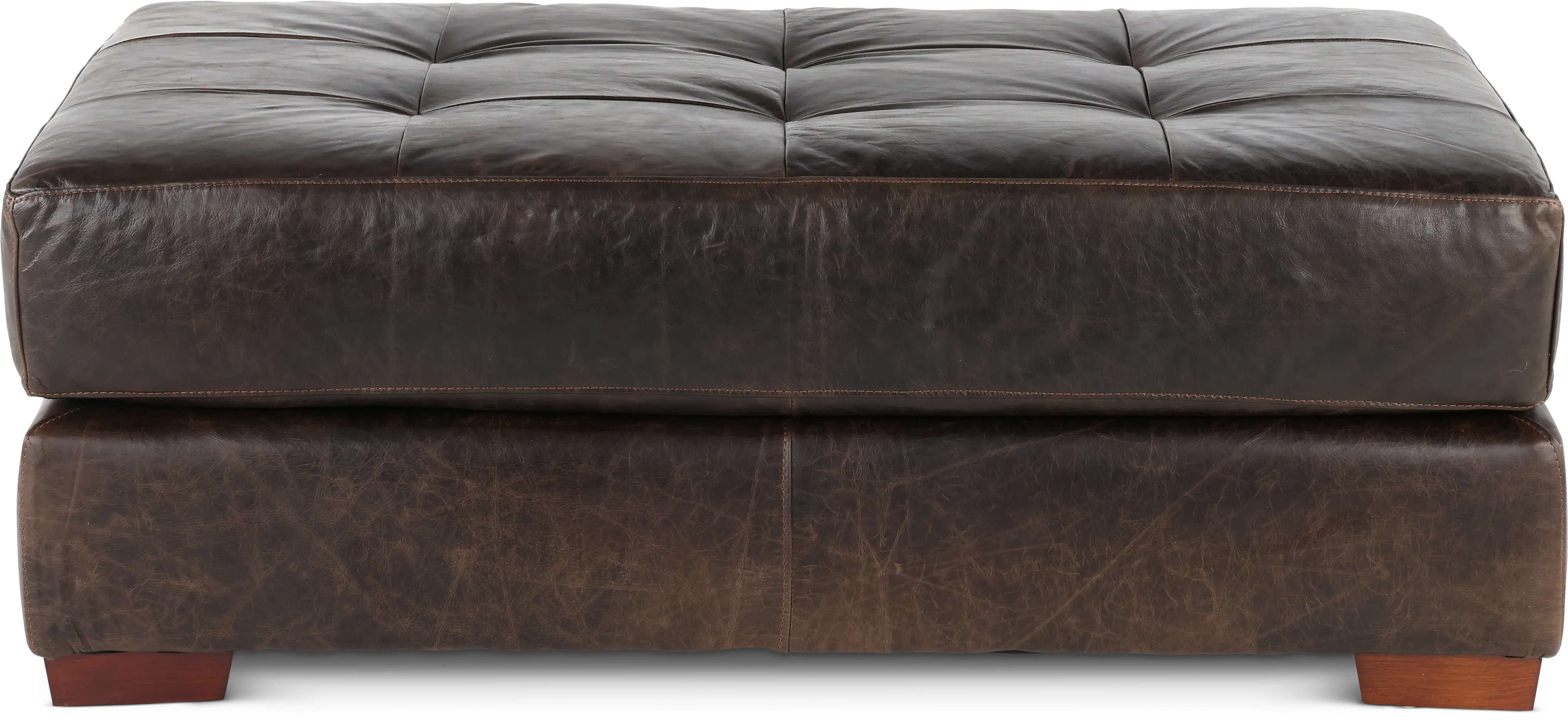 Mayfair Java Brown Leather Ottoman-4