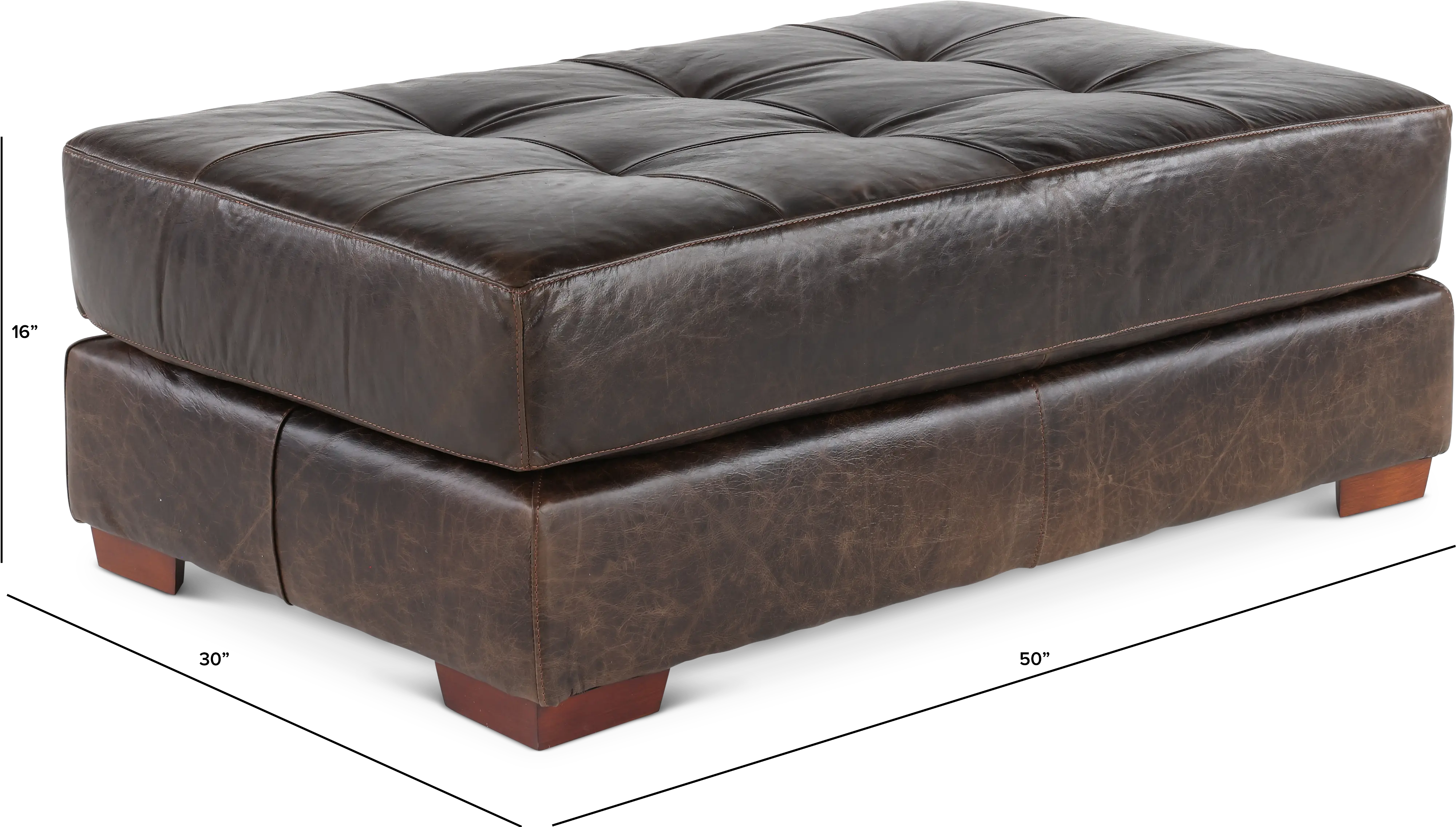 Mayfair Java Brown Leather Ottoman-3