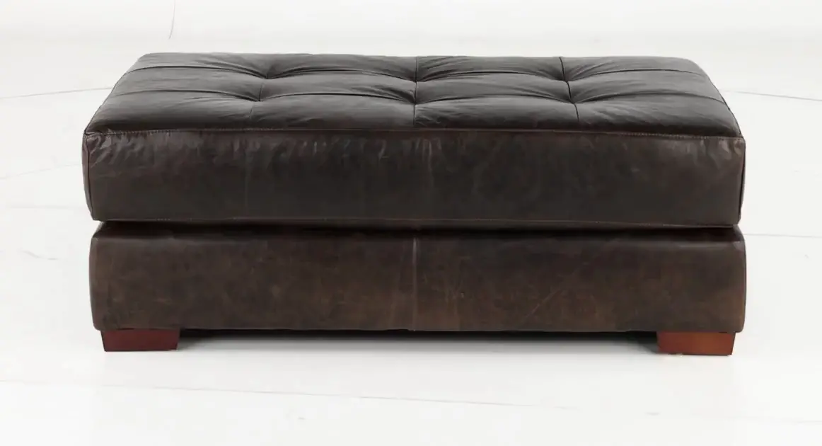 Mayfair Java Brown Leather Ottoman-5