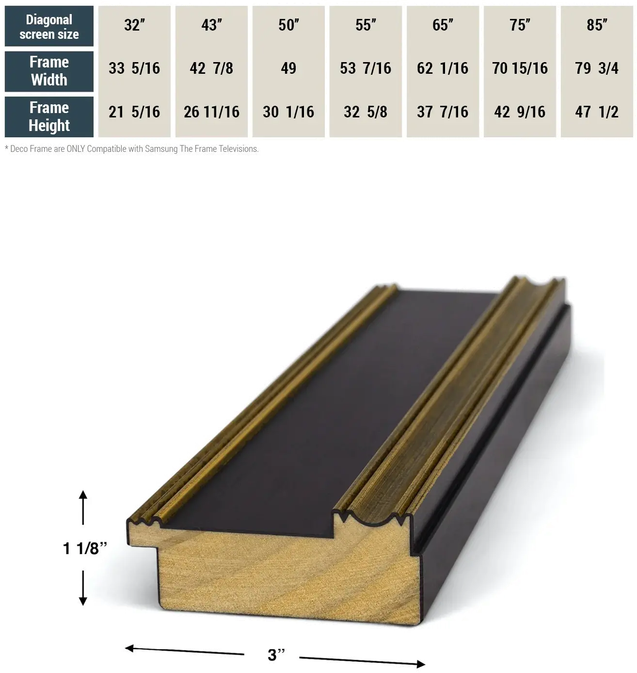 FRM-SF-D5183-85-2021 Frame My TV 85  Samsung The Frame Deco Premiere - Antique Gold/Black-5