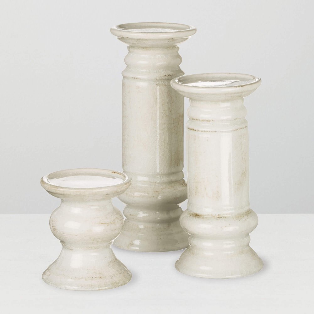 Elora 5" Off-White Pillar Candle Holder