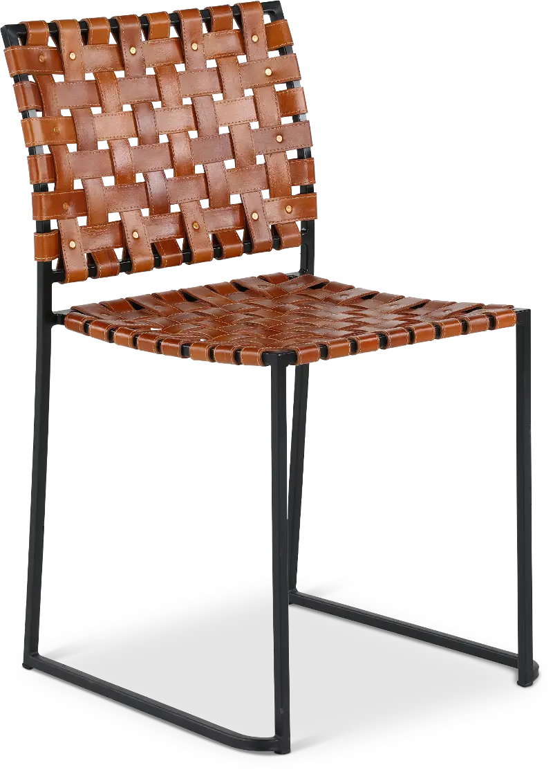 Finley Veracruz Brown Leather and Iron Dining Chair