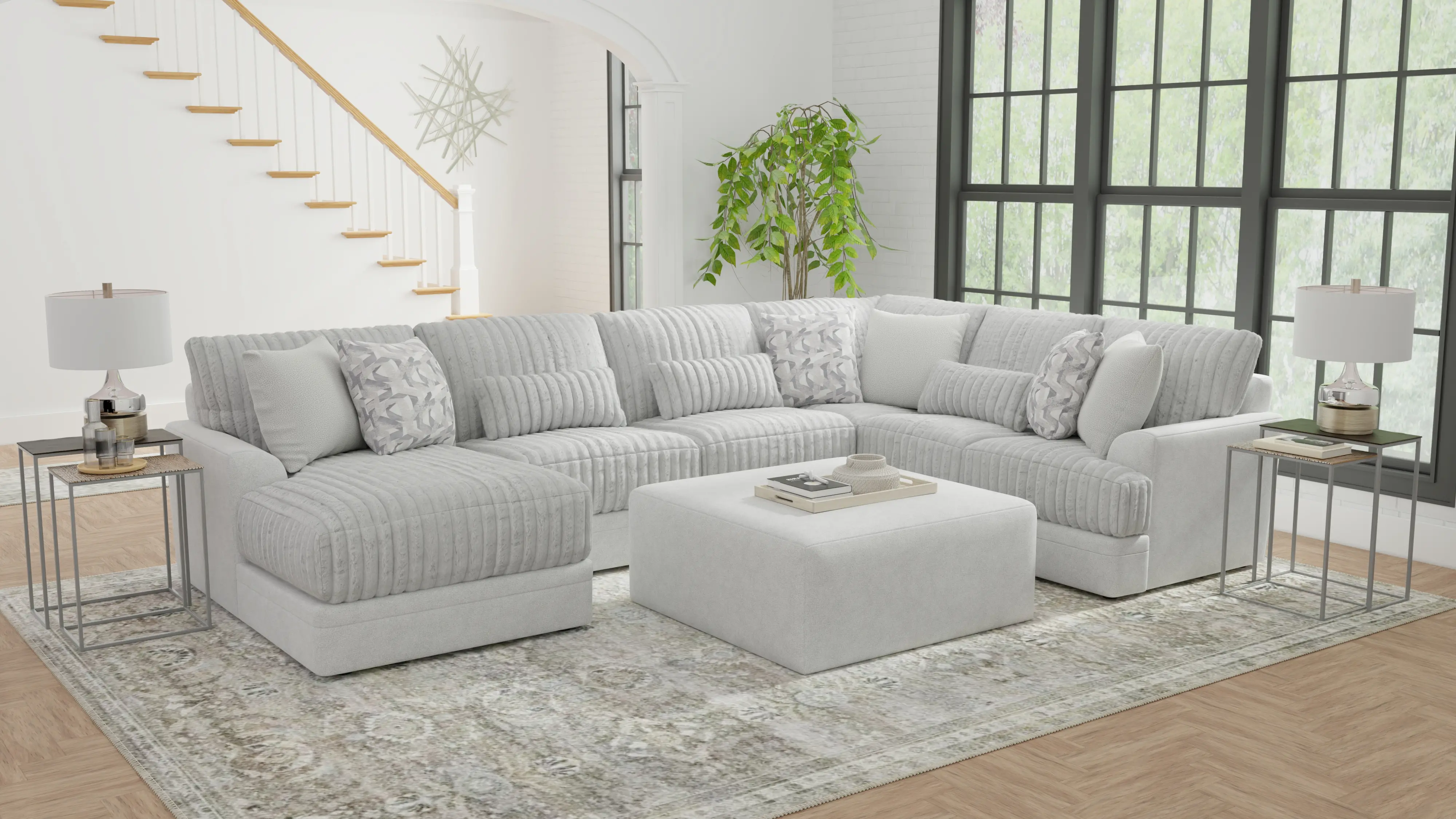 3PC/TITAN/MNSTRK/OP2 Titan Gray 3 Piece Sectional-2