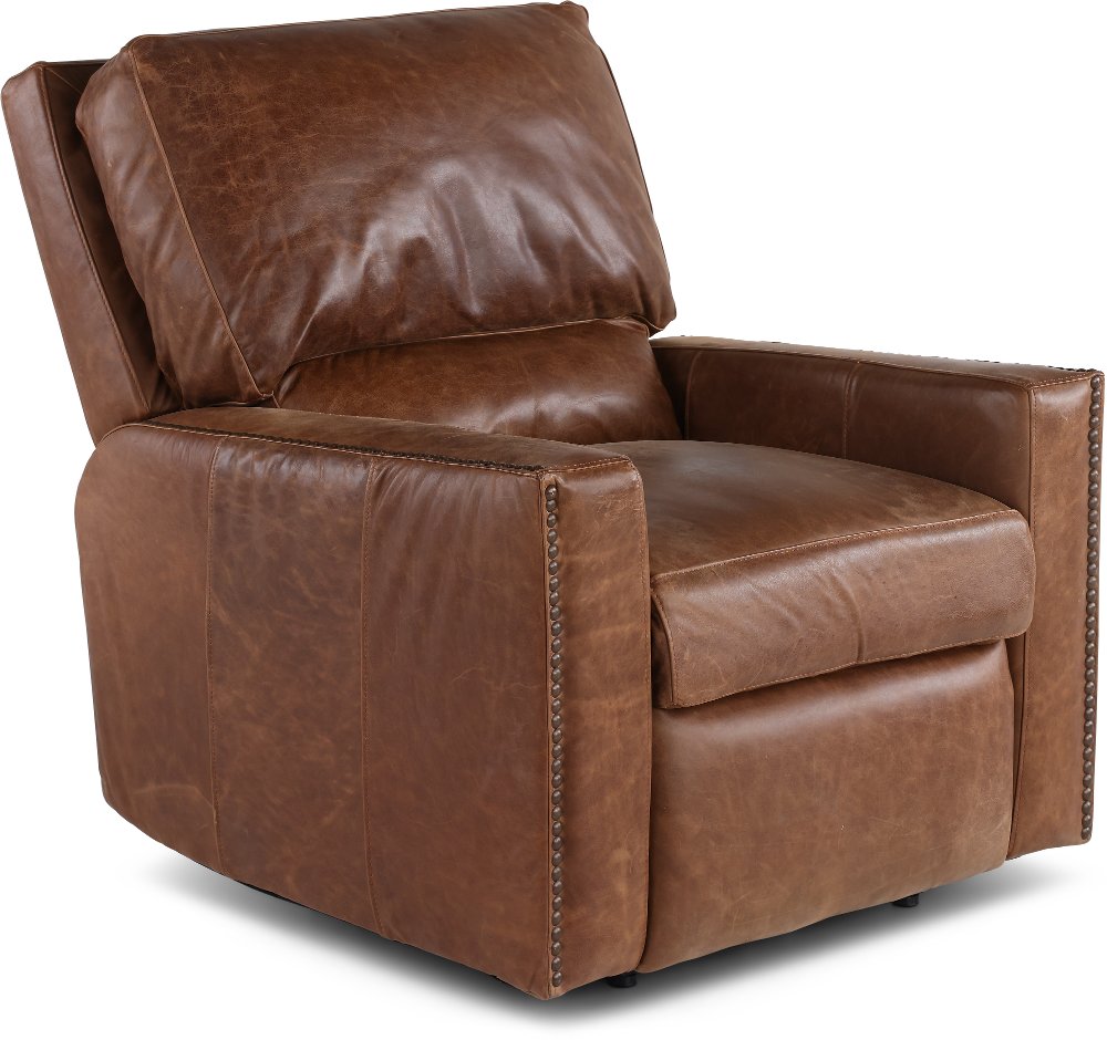 Antique Brown Leather Power Recliner