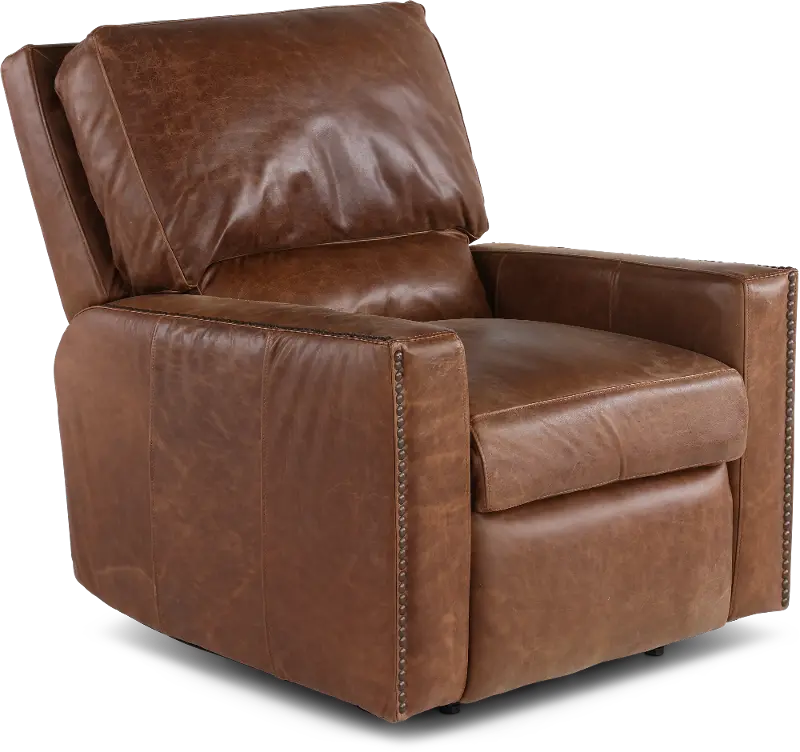 Antique Brown Leather Power Recliner