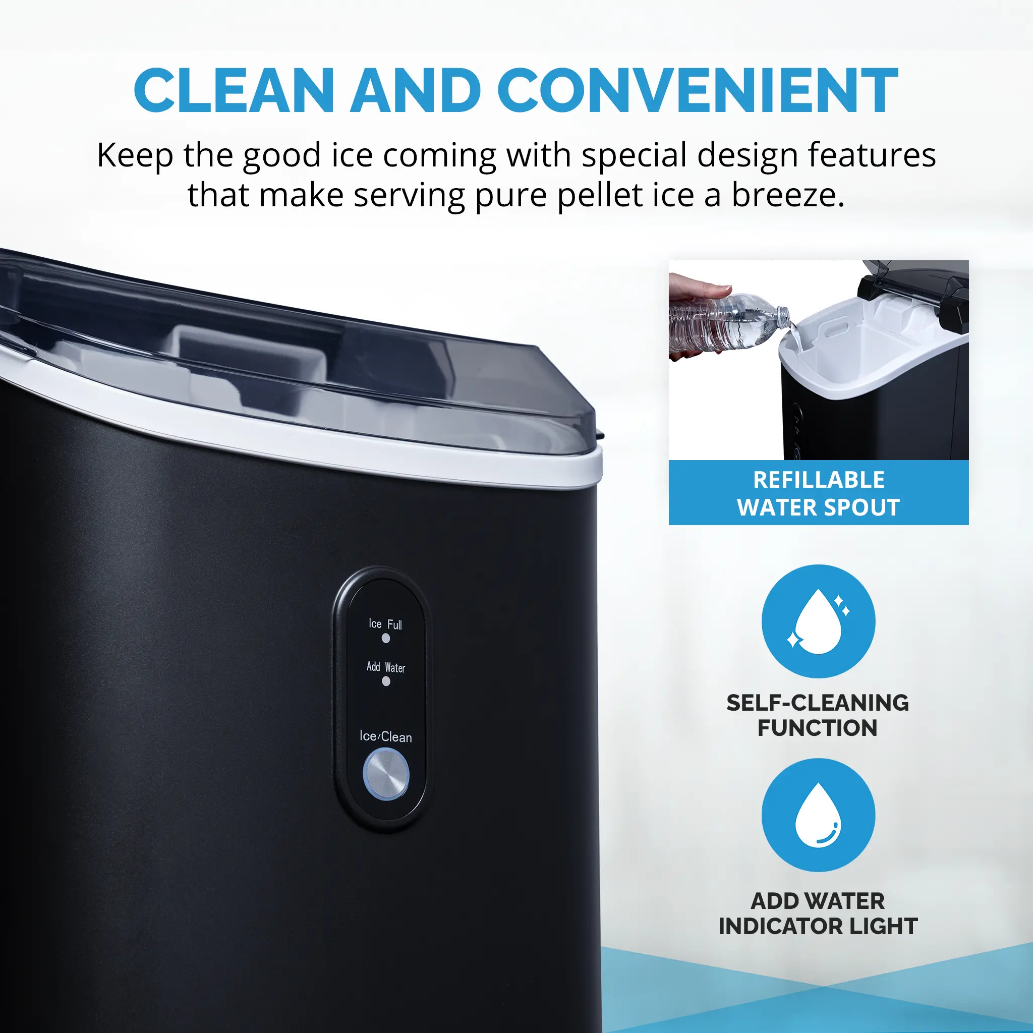 NIM026MBN0 Newair Matte Black Countertop Nugget Ice Maker-4