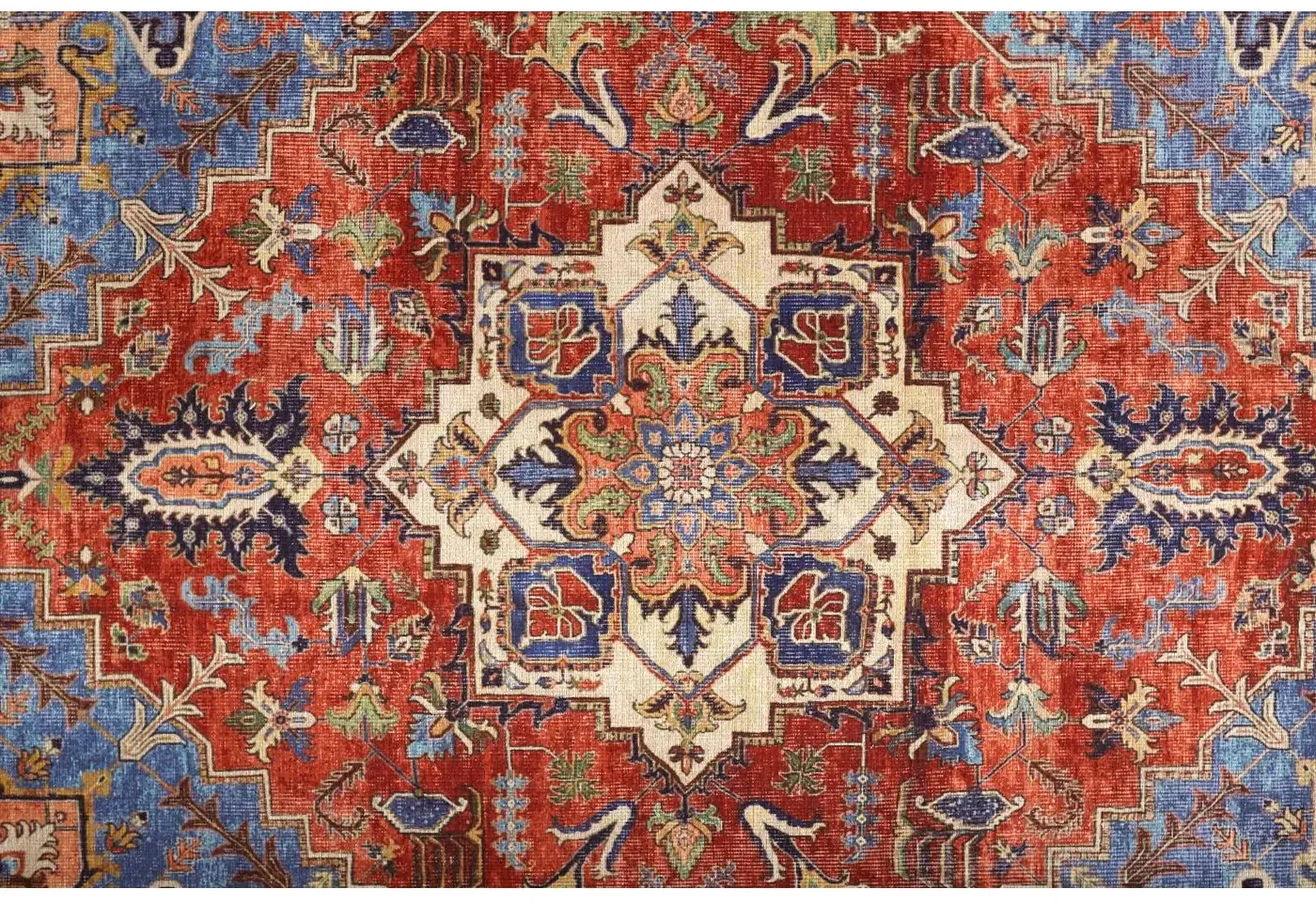 Percy 5 x 8 Blue and Rust Washable Area Rug-4