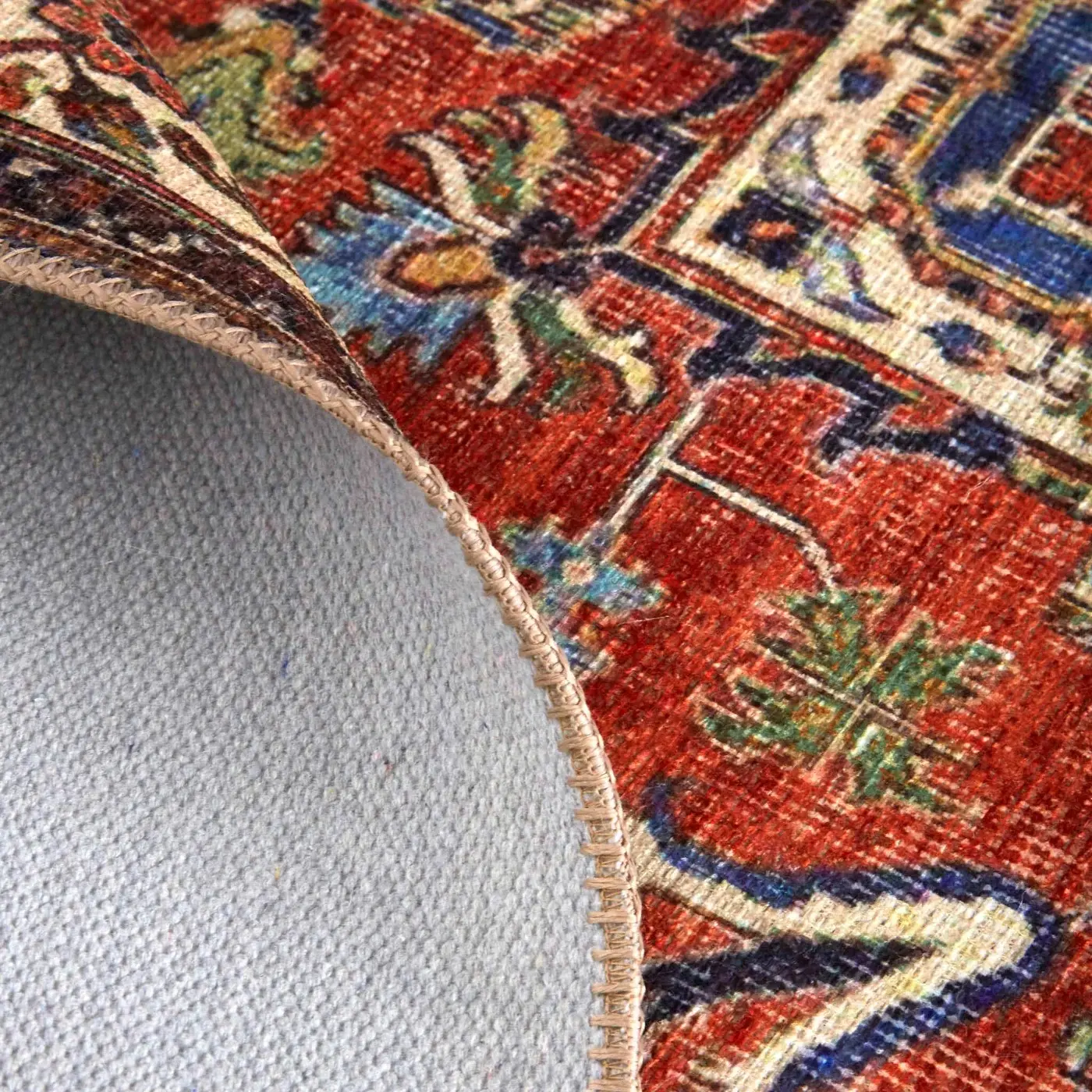 Percy 5 x 8 Blue and Rust Washable Area Rug-5