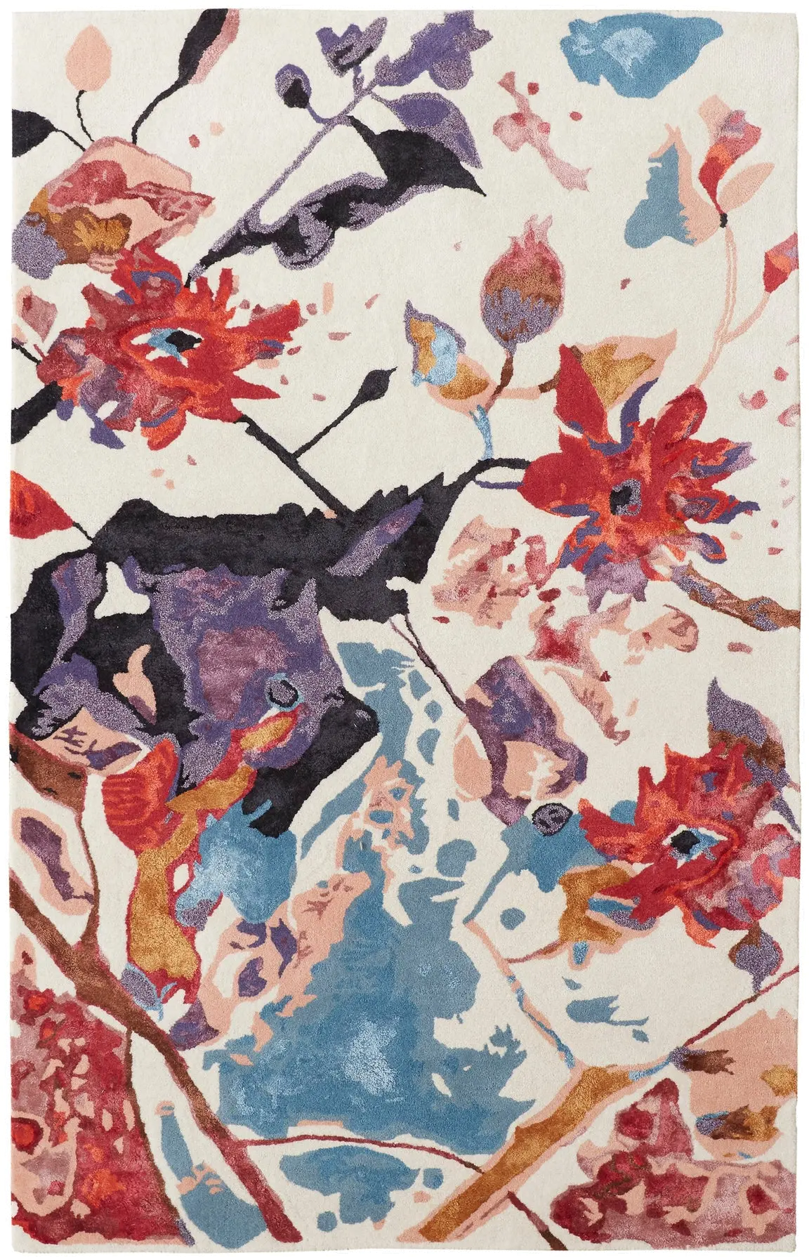 Dafney 5 x 8 Red Multicolor Floral Area Rug-1