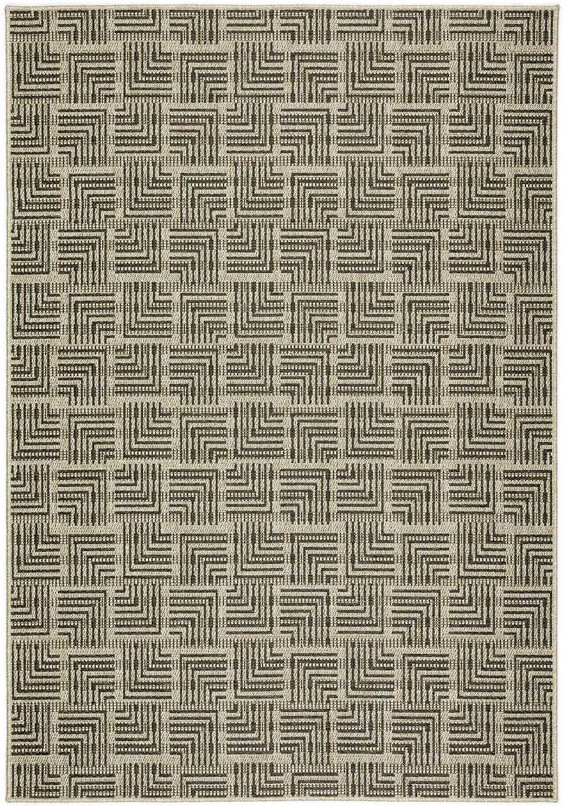 Bali 5 x 8 Geometric Charcoal Outdoor Patio Rug