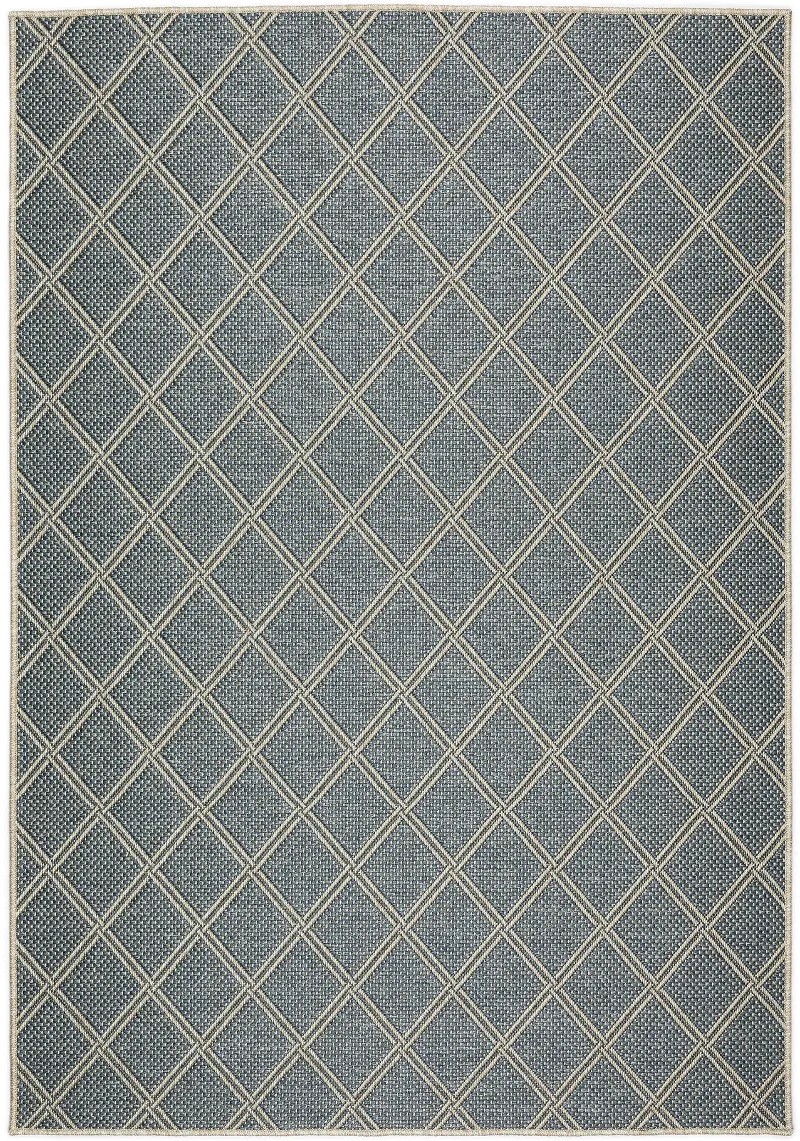 Bali 8 x 10 Lattice Denim Blue Outdoor Patio Rug