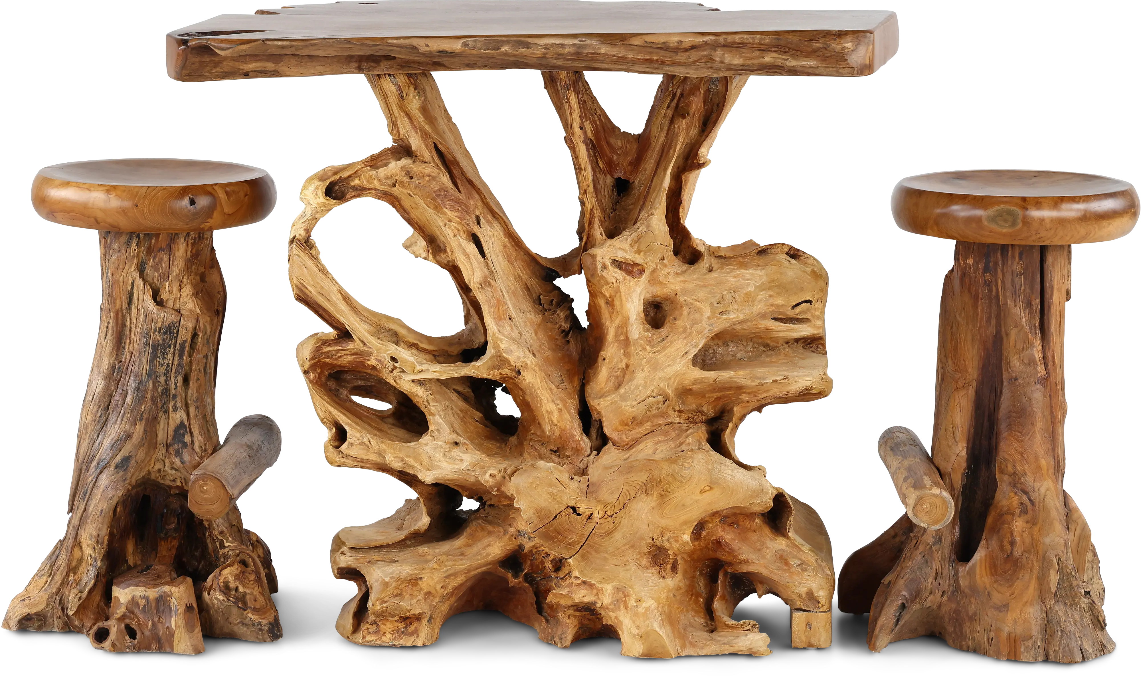 Rustic Natural Teak Root Bar Table-8