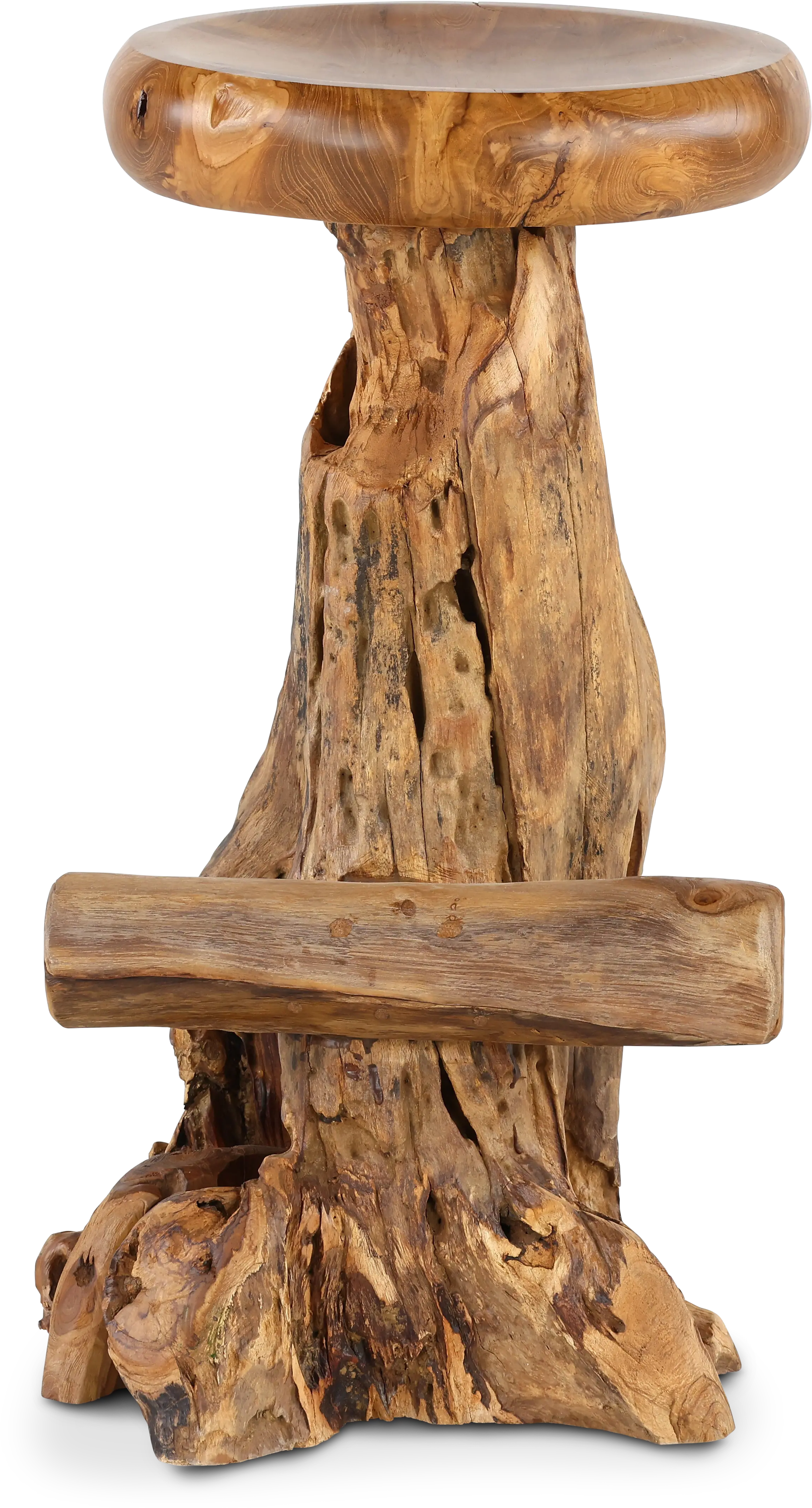 Rustic Natural Teak Root Bar Stool-4