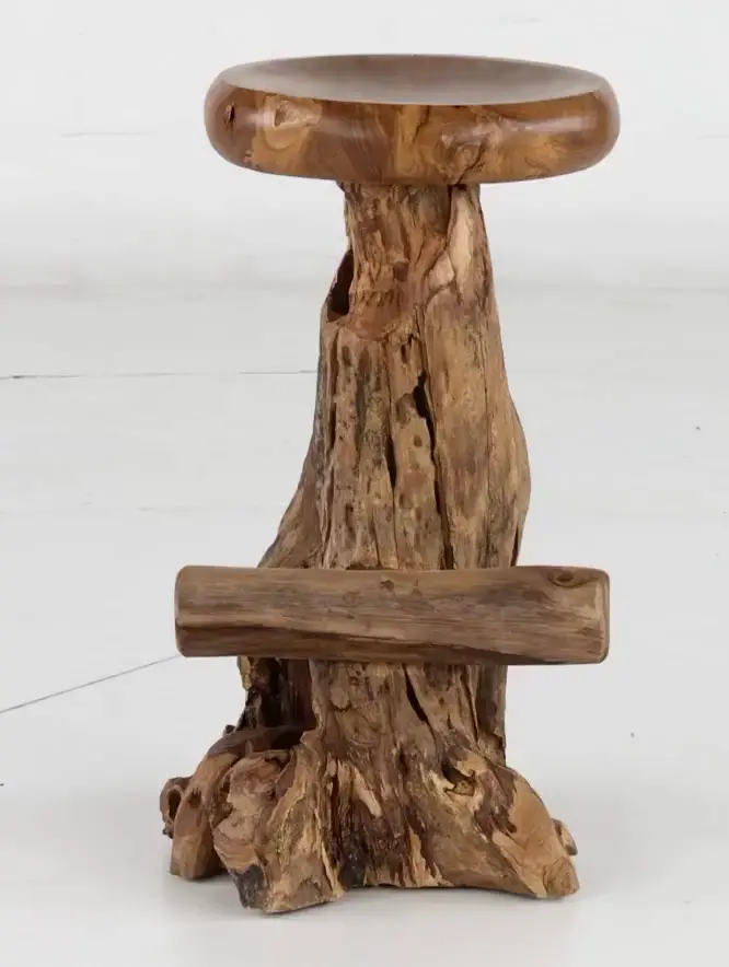 Rustic Natural Teak Root Bar Stool-5