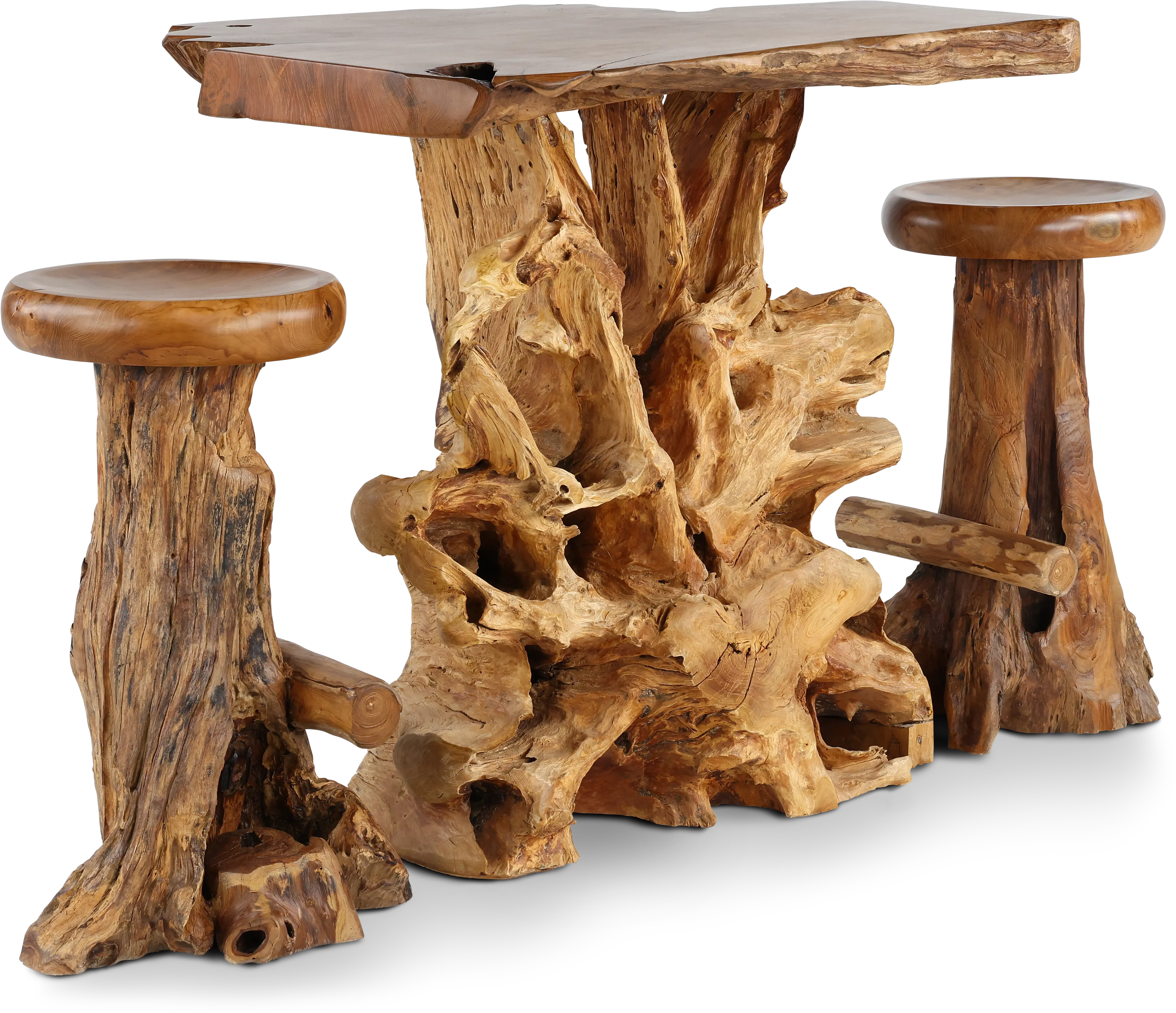 Rustic Natural Teak Root Bar Stool-8