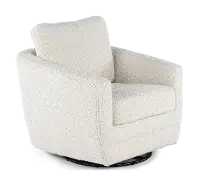 Gogh Boucle White Mid-Century Swivel Glider