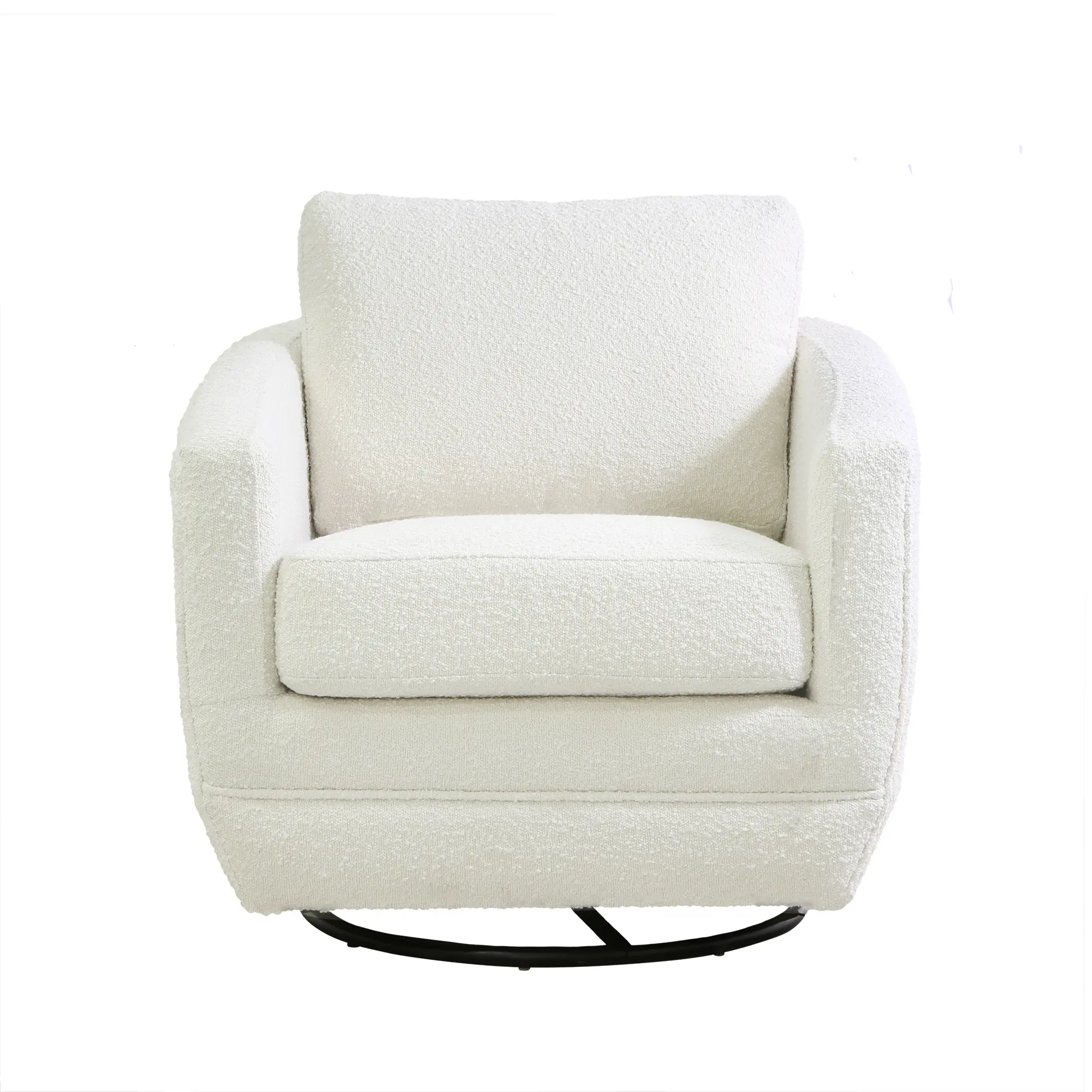 Gogh Boucle White Mid-Century Swivel Glider-3