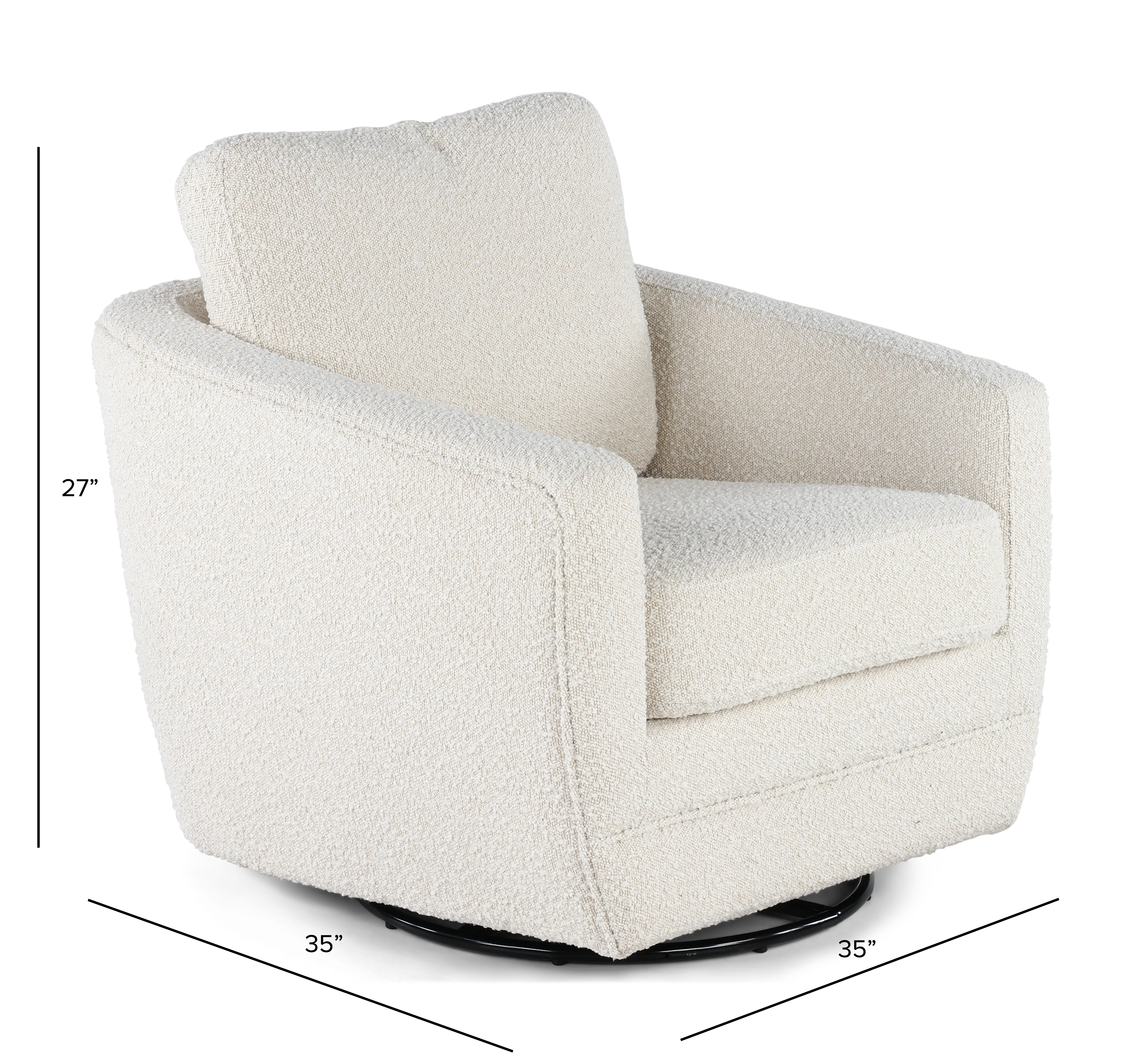 Gogh Boucle White Mid-Century Swivel Glider-3