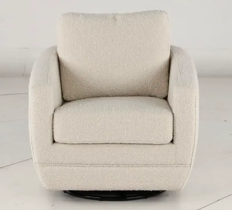 Gogh Boucle White Mid-Century Swivel Glider-9