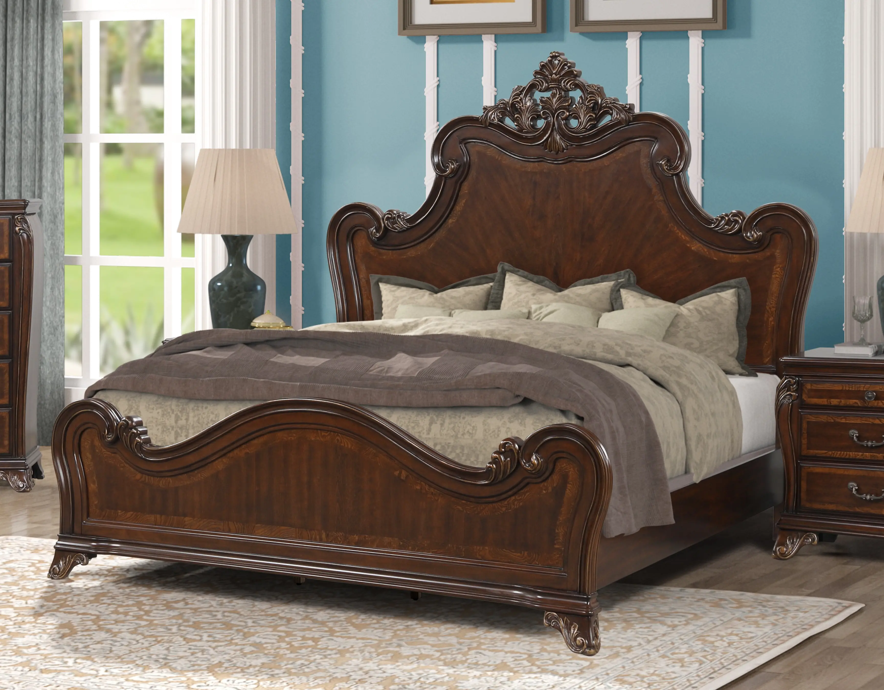 Montecito Brown Cherry King Bed-1