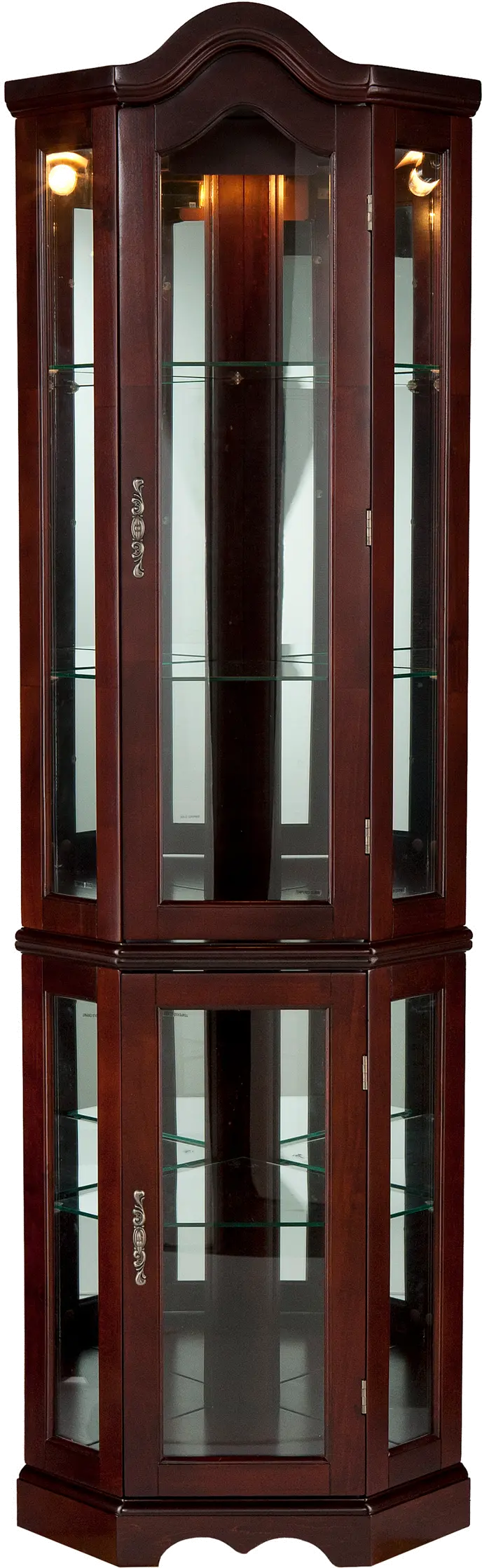 CM0696 Canterdale Mohagany Lighted Corner Curio Cabinet-1