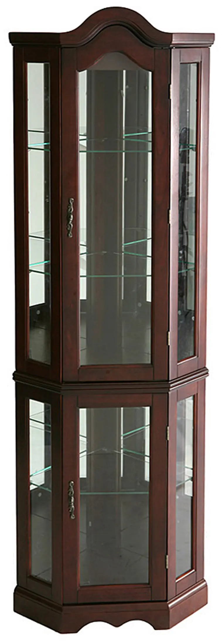 CM0696 Canterdale Mohagany Lighted Corner Curio Cabinet-5