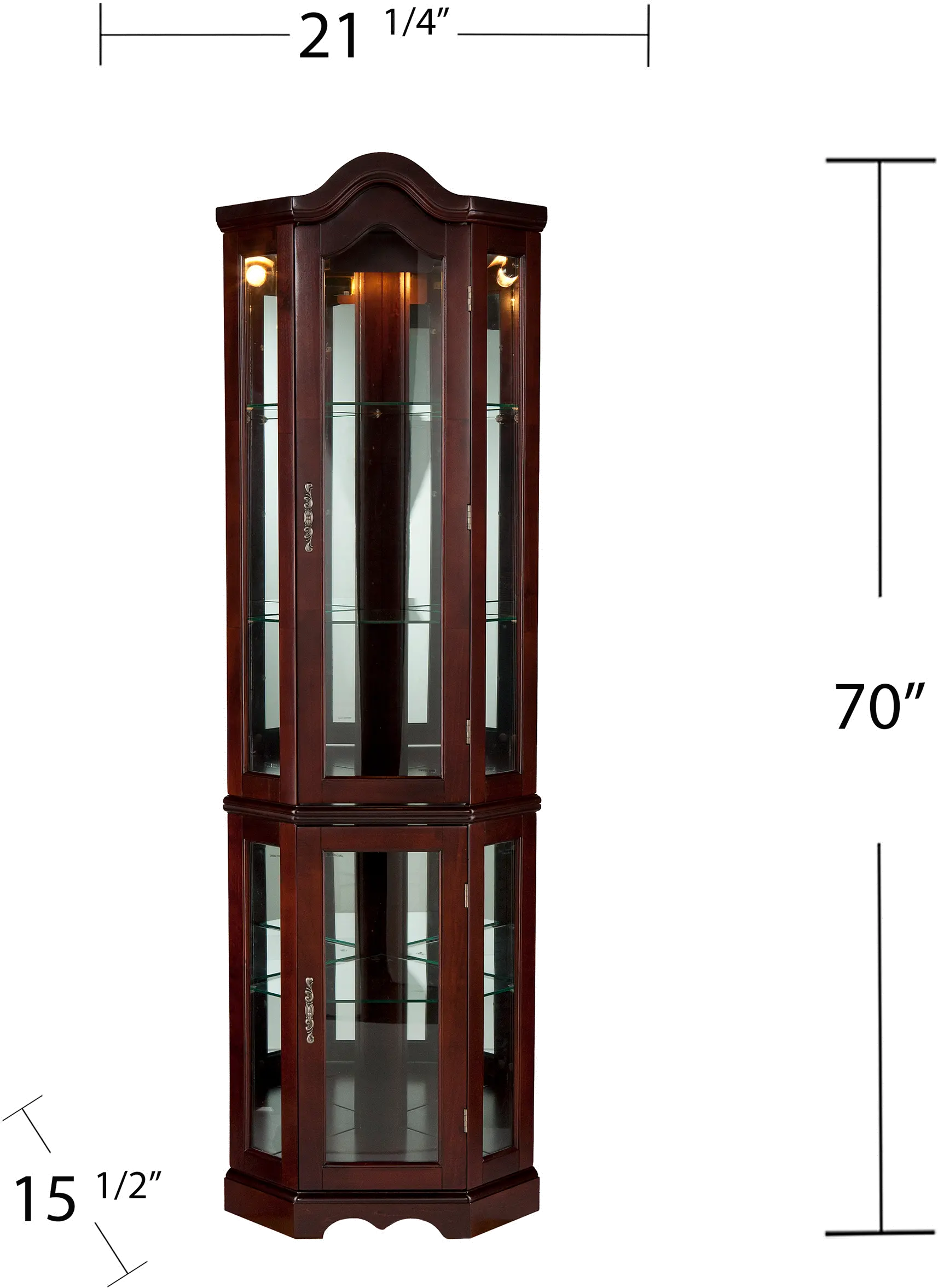 CM0696 Canterdale Mohagany Lighted Corner Curio Cabinet-3