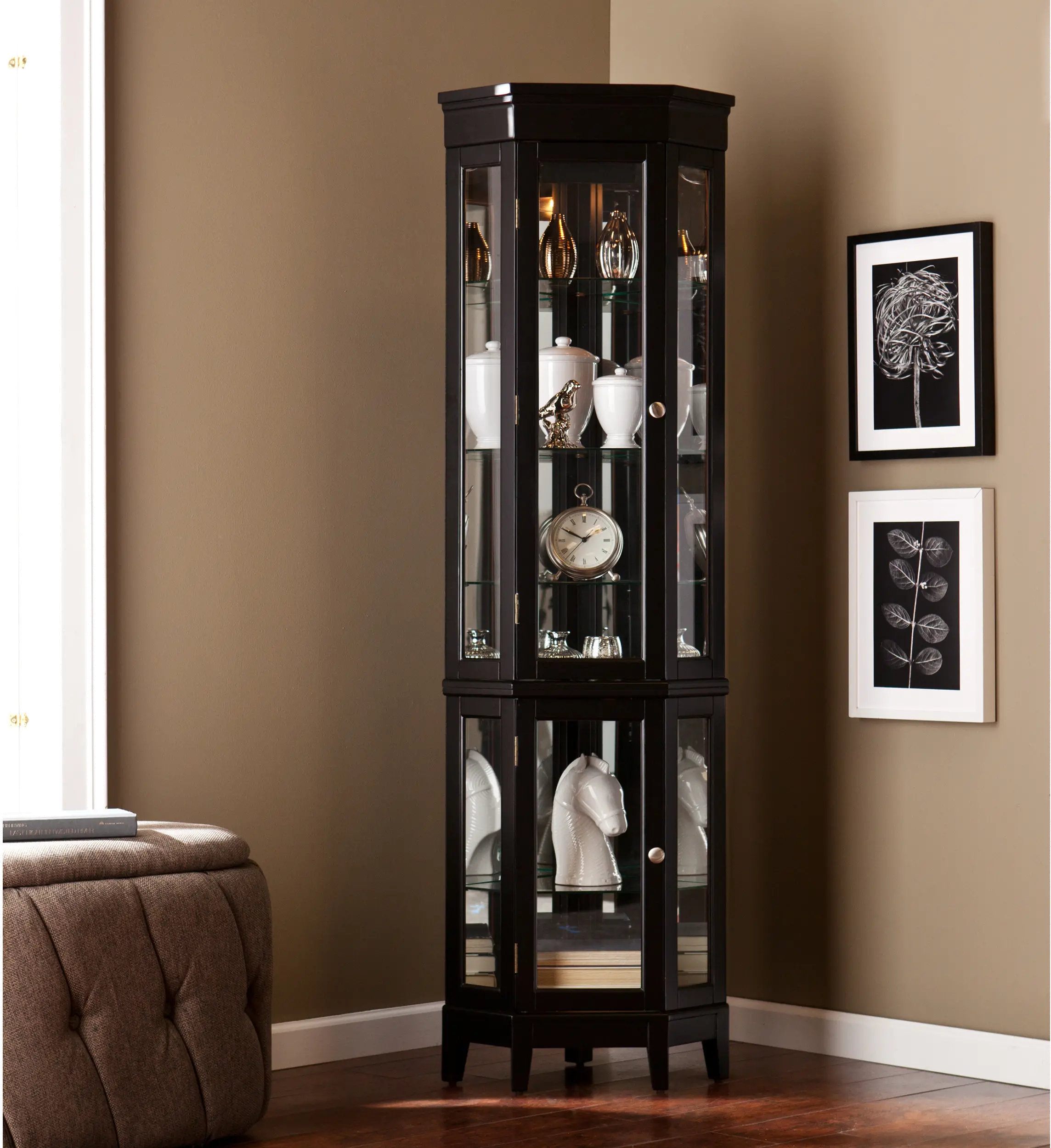 CM0697 Essex Black Corner Curio Cabinet-1