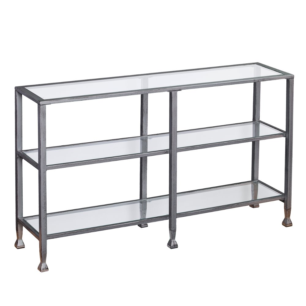 Jaymes Silver Metal and Glass Console Table