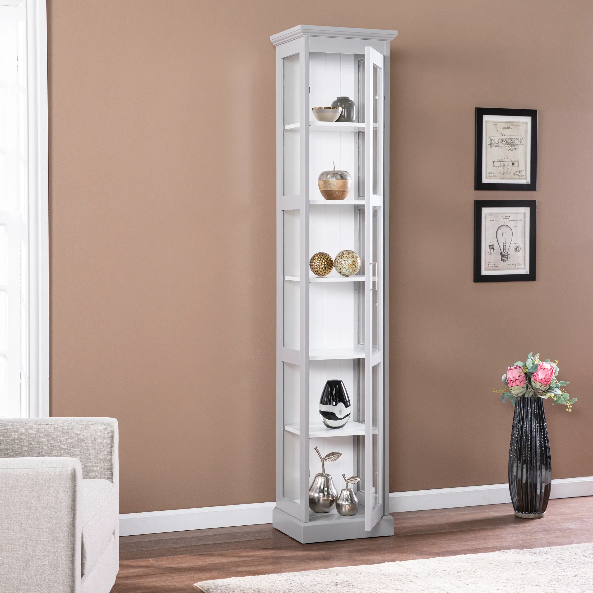 CM1103624 Balterley Tall Gray Curio Cabinet-2