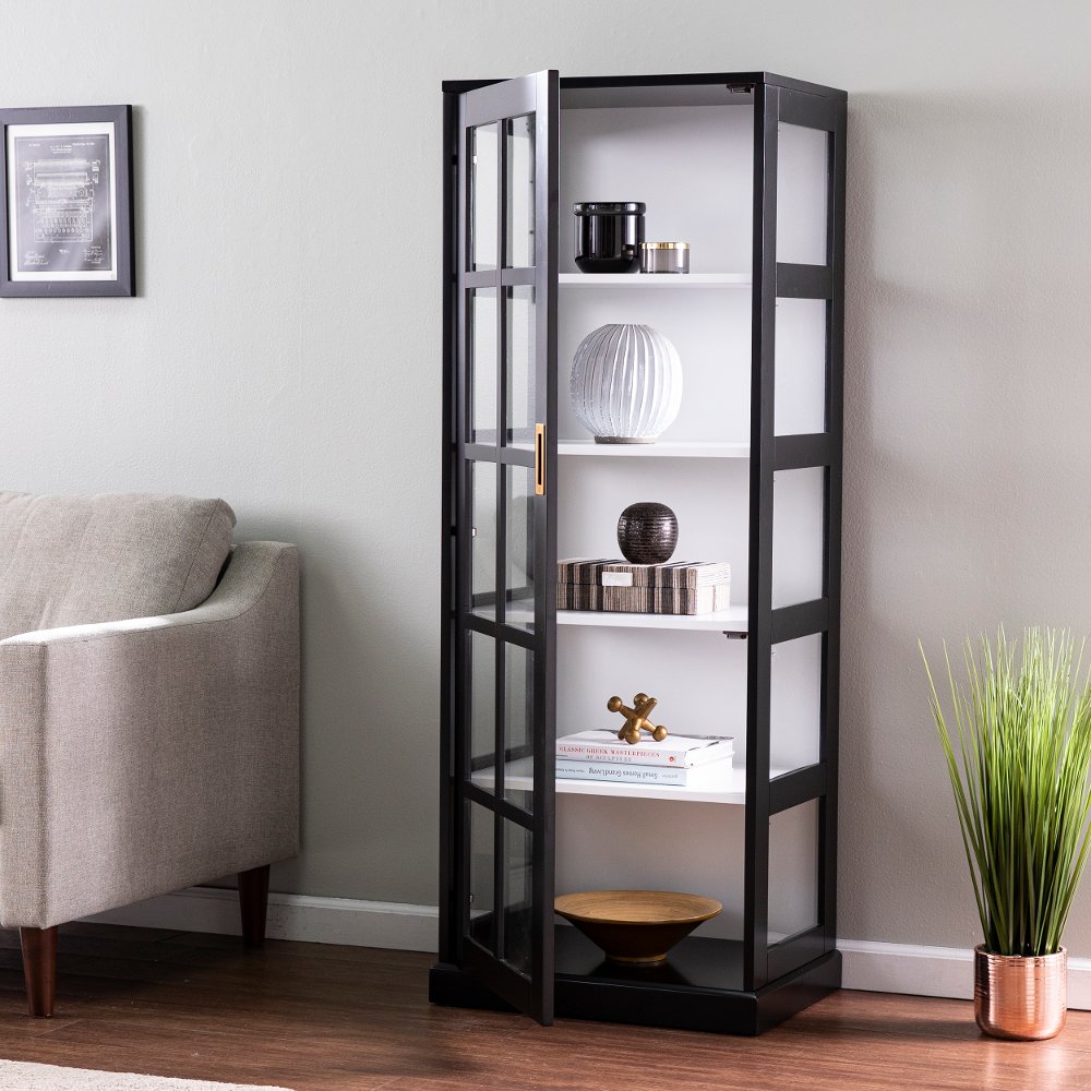 Burland Tall Black Curio Cabinet