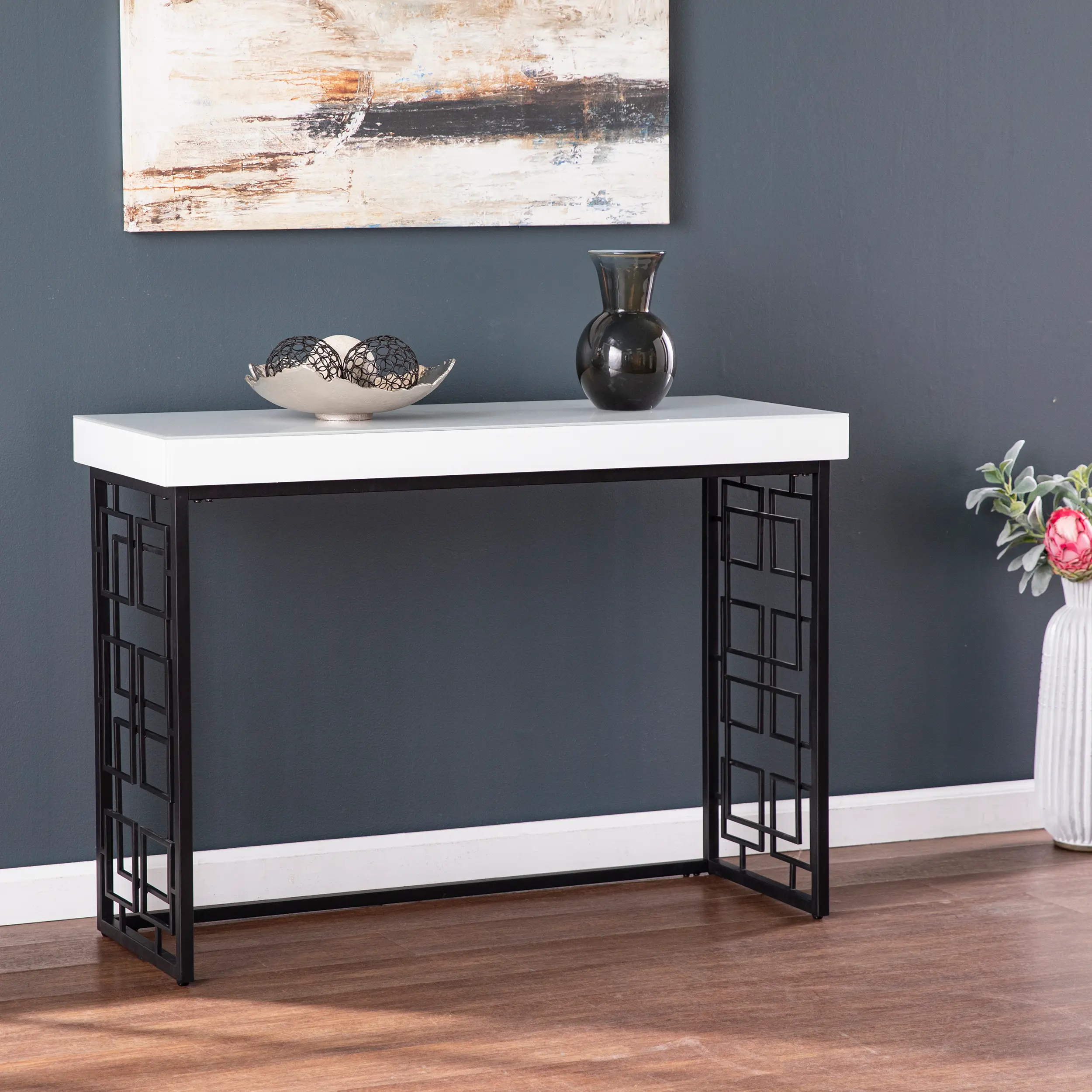 CM1104203 Mavden Black & White Console Table-2