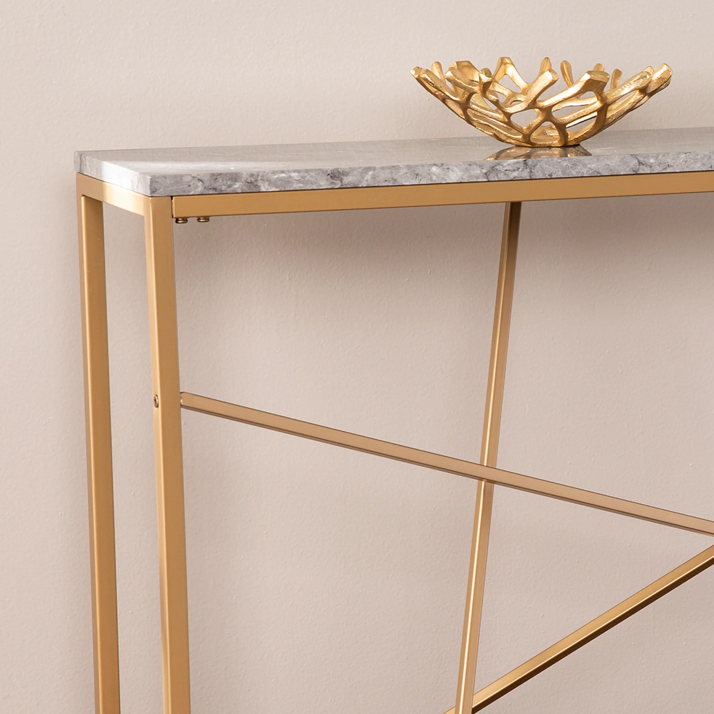 CM1653 Arendal Faux Marble & Gold Skinny Console Table-3
