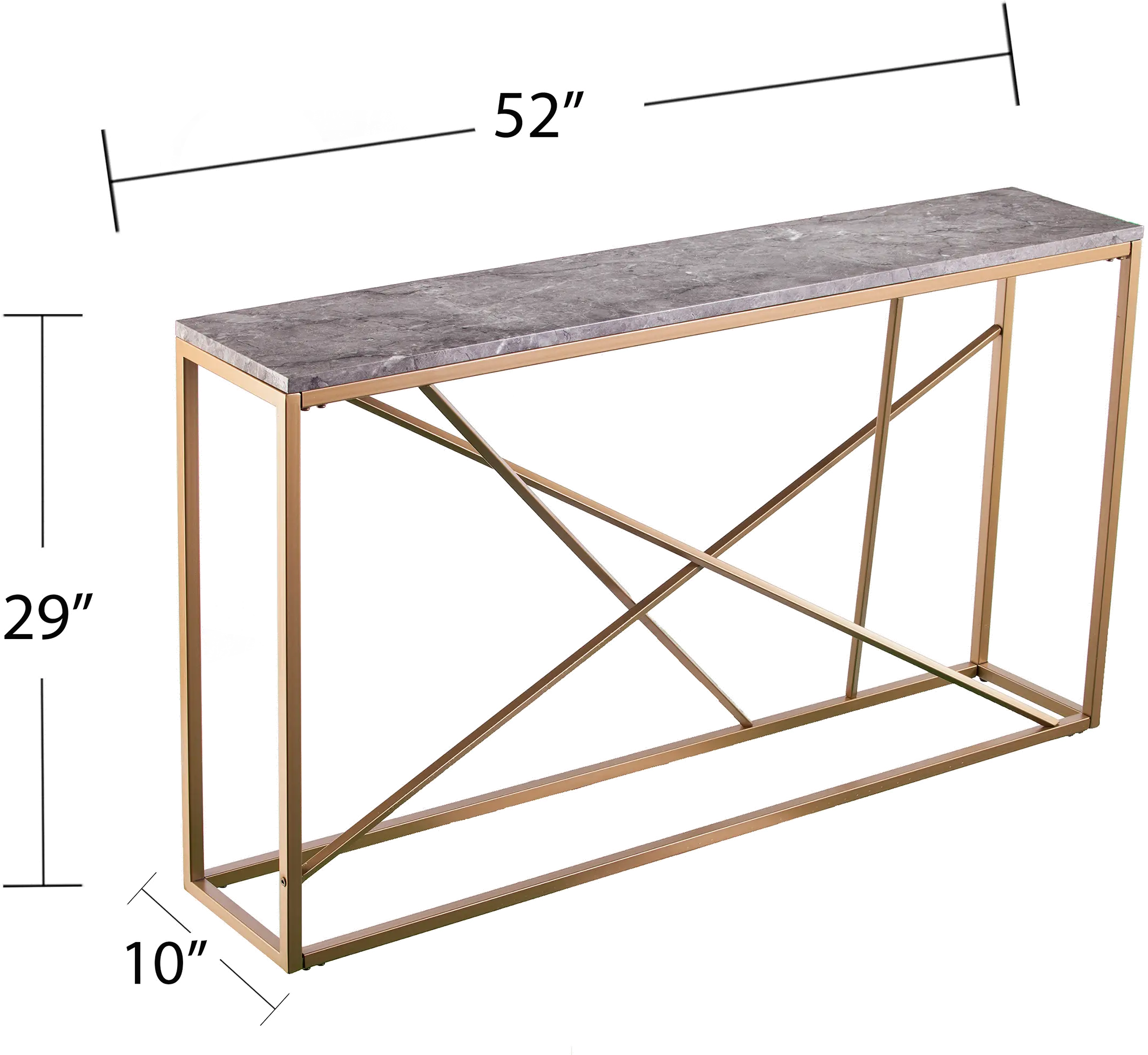 CM1653 Arendal Faux Marble & Gold Skinny Console Table-6
