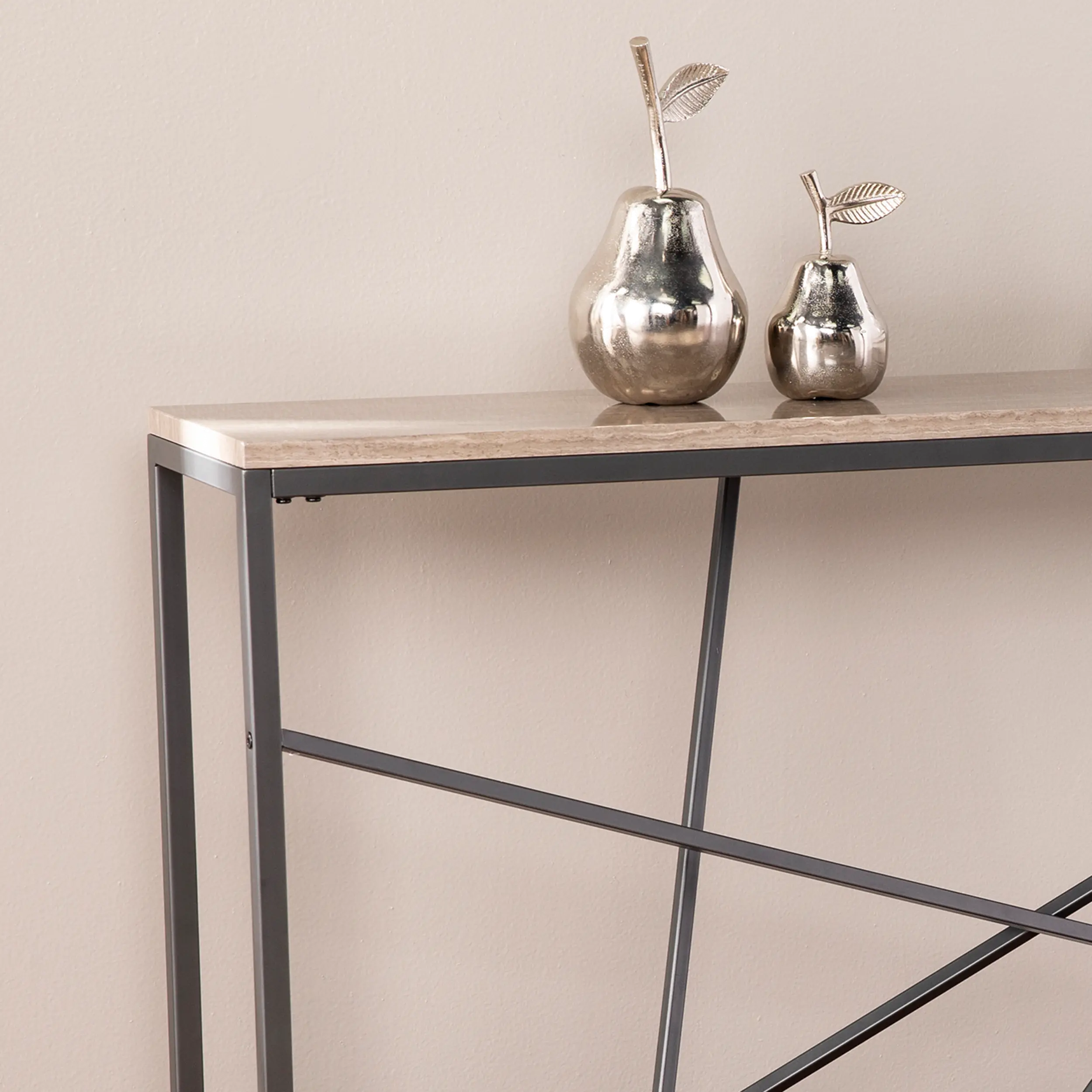 CM1654 Arendal Faux Stone & Gray Skinny Console Table-3