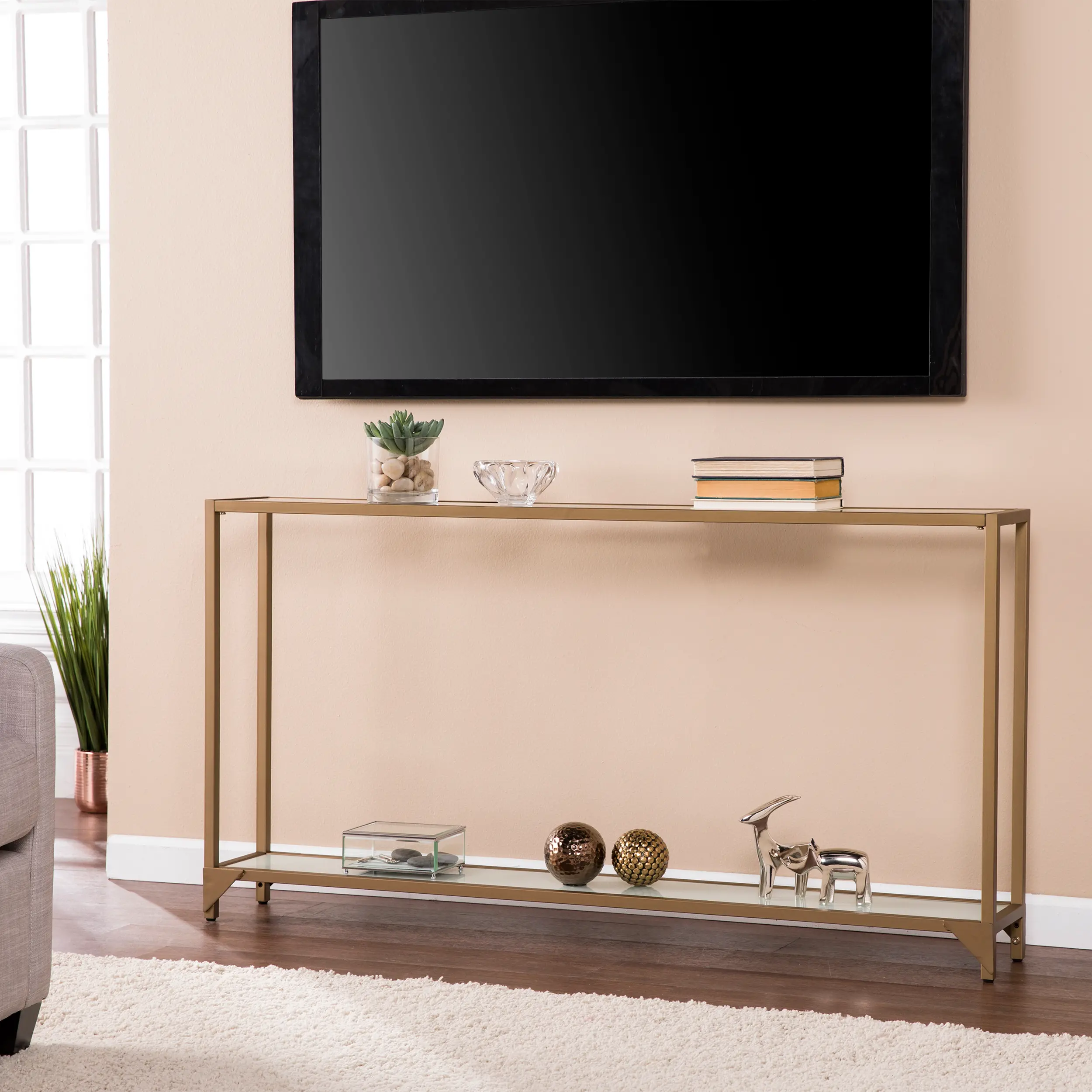 CM1656 Bergen Narrow Gold Metal Console Table-2