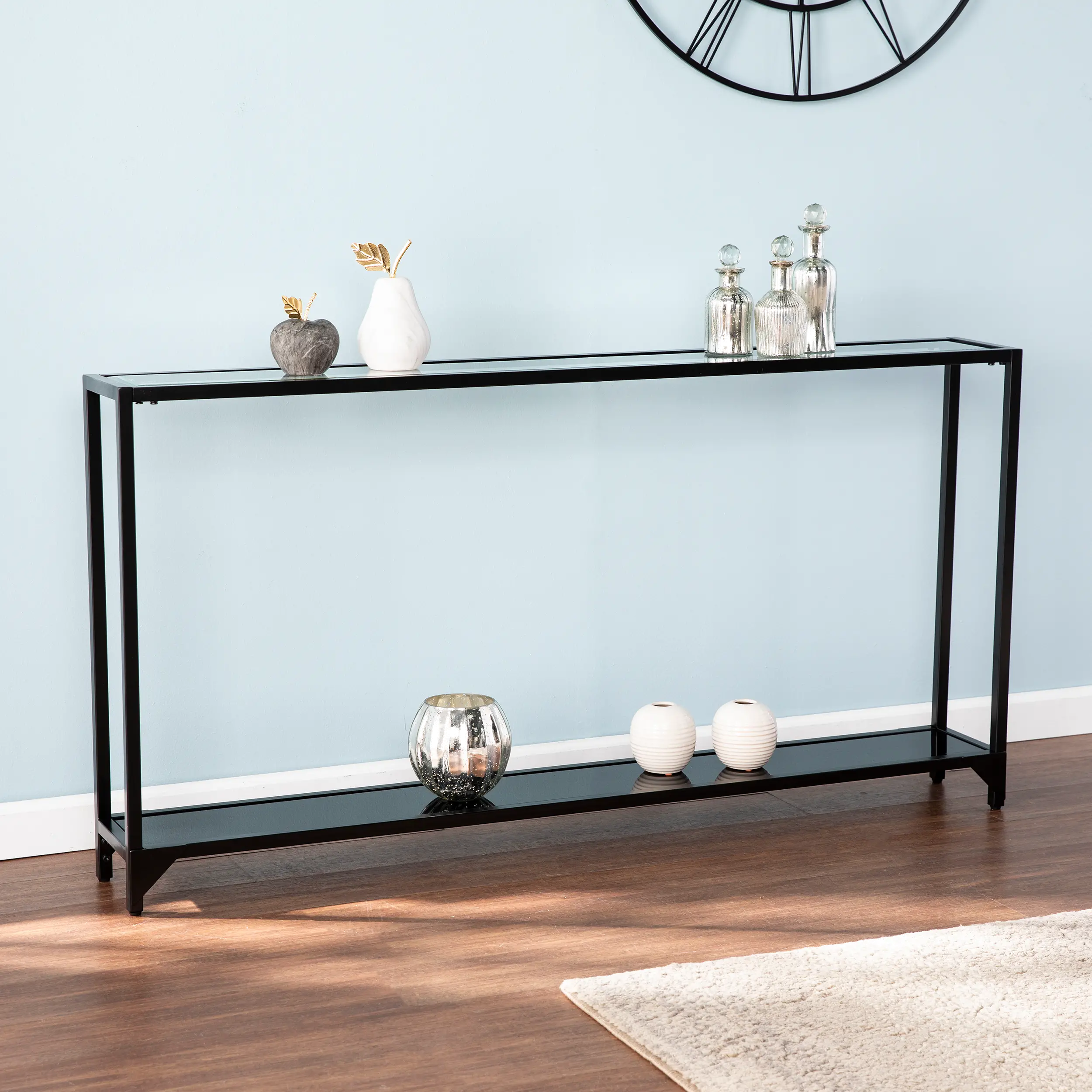 CM2656 Bergen Narrow Black Metal Console Table-2