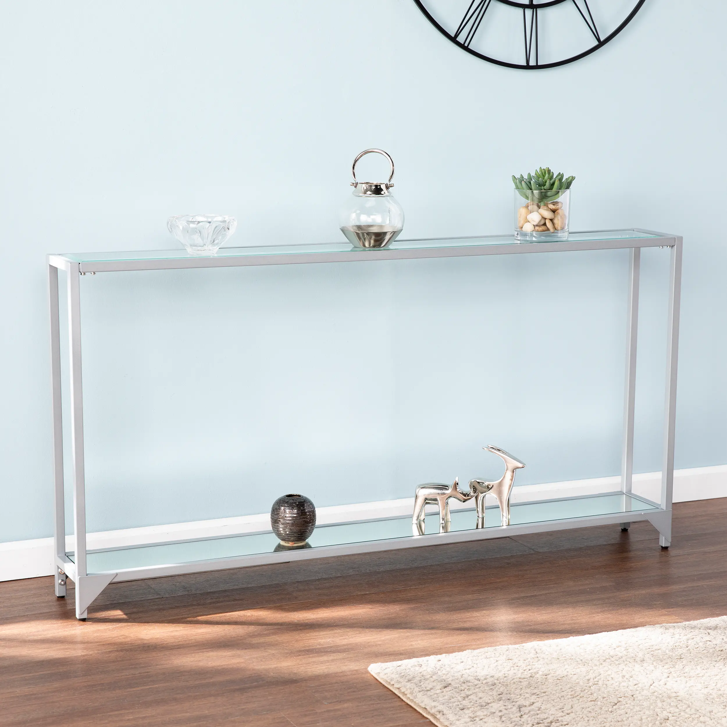 CM3656 Bergen Narrow Silver Metal Console Table-2