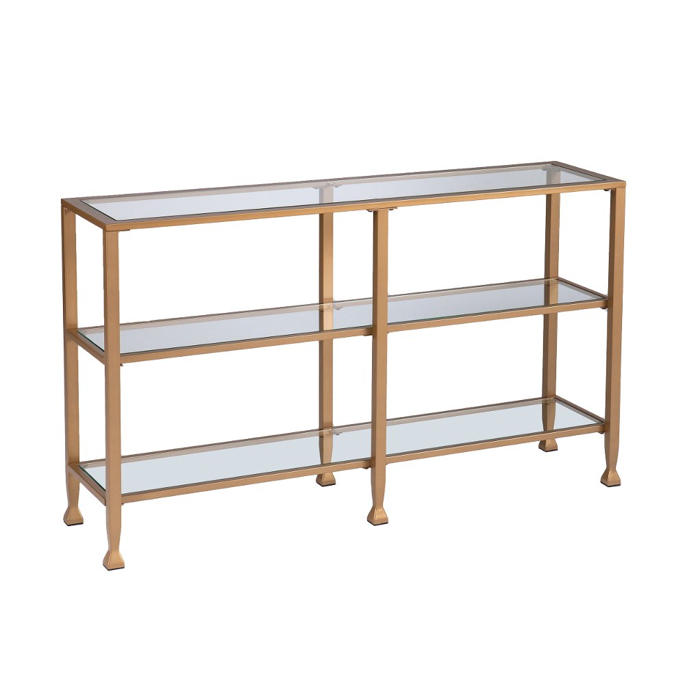 Jaymes Gold Metal and Glass Console Table