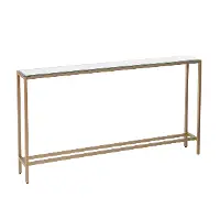 CM9296 Darrin Long Gold Console Table with Mirrored Top