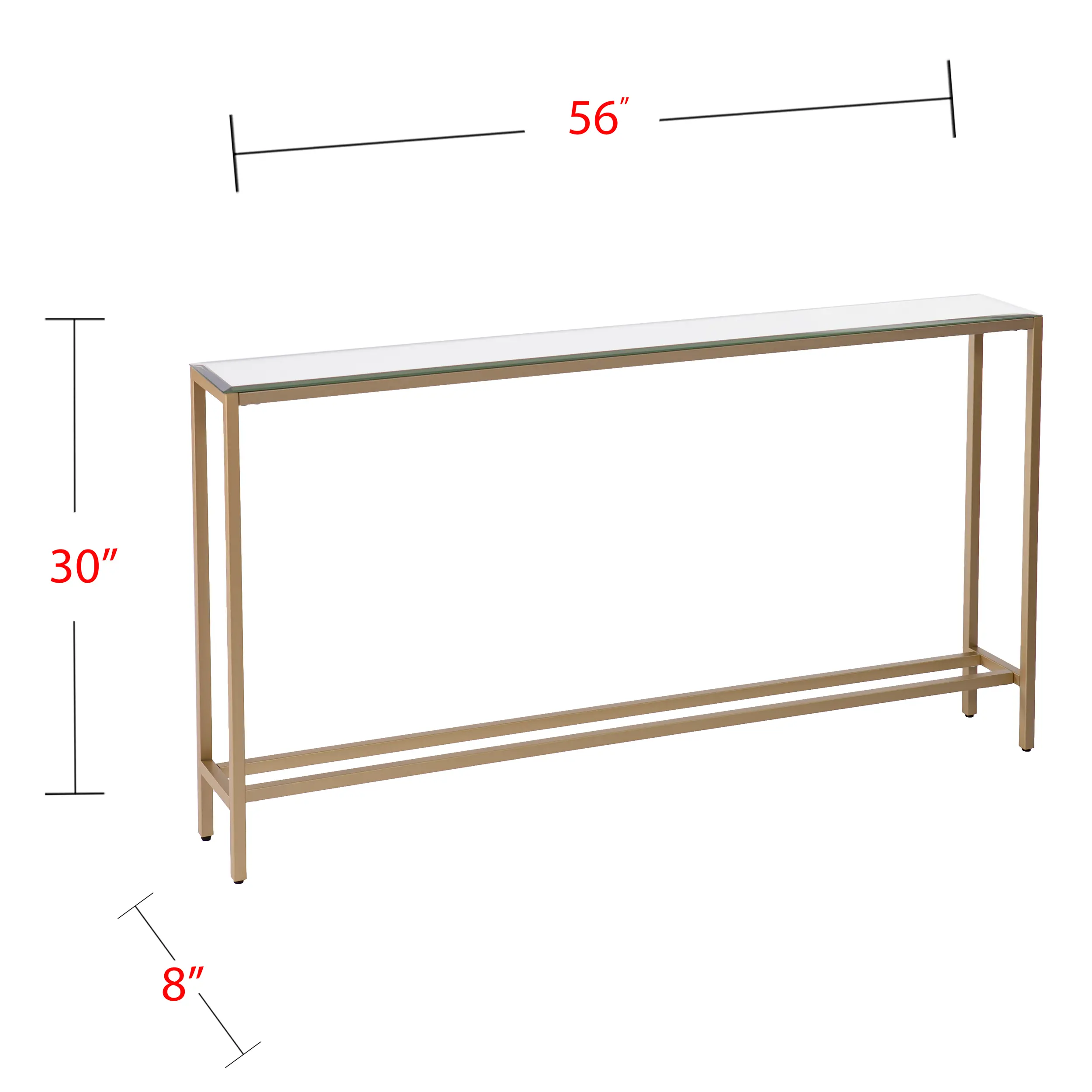 CM9296 Darrin Long Gold Console Table with Mirrored Top-3